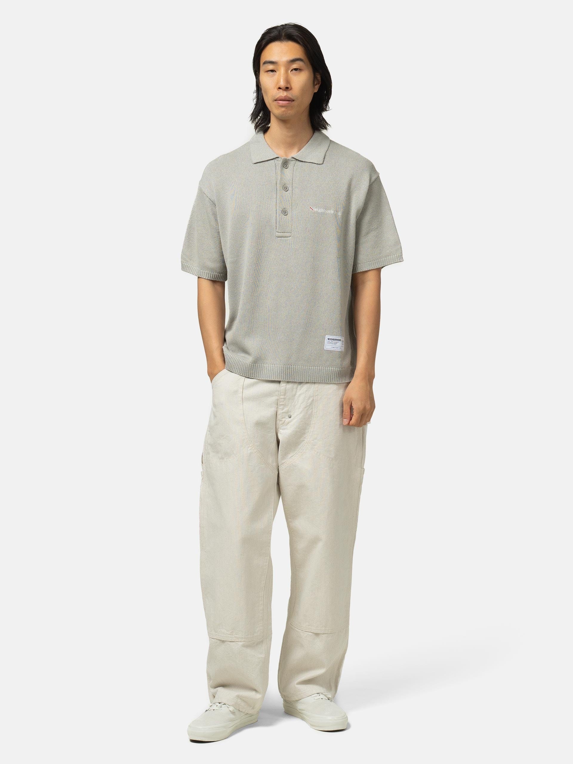 Neighborhood Knit Polo SS Gray