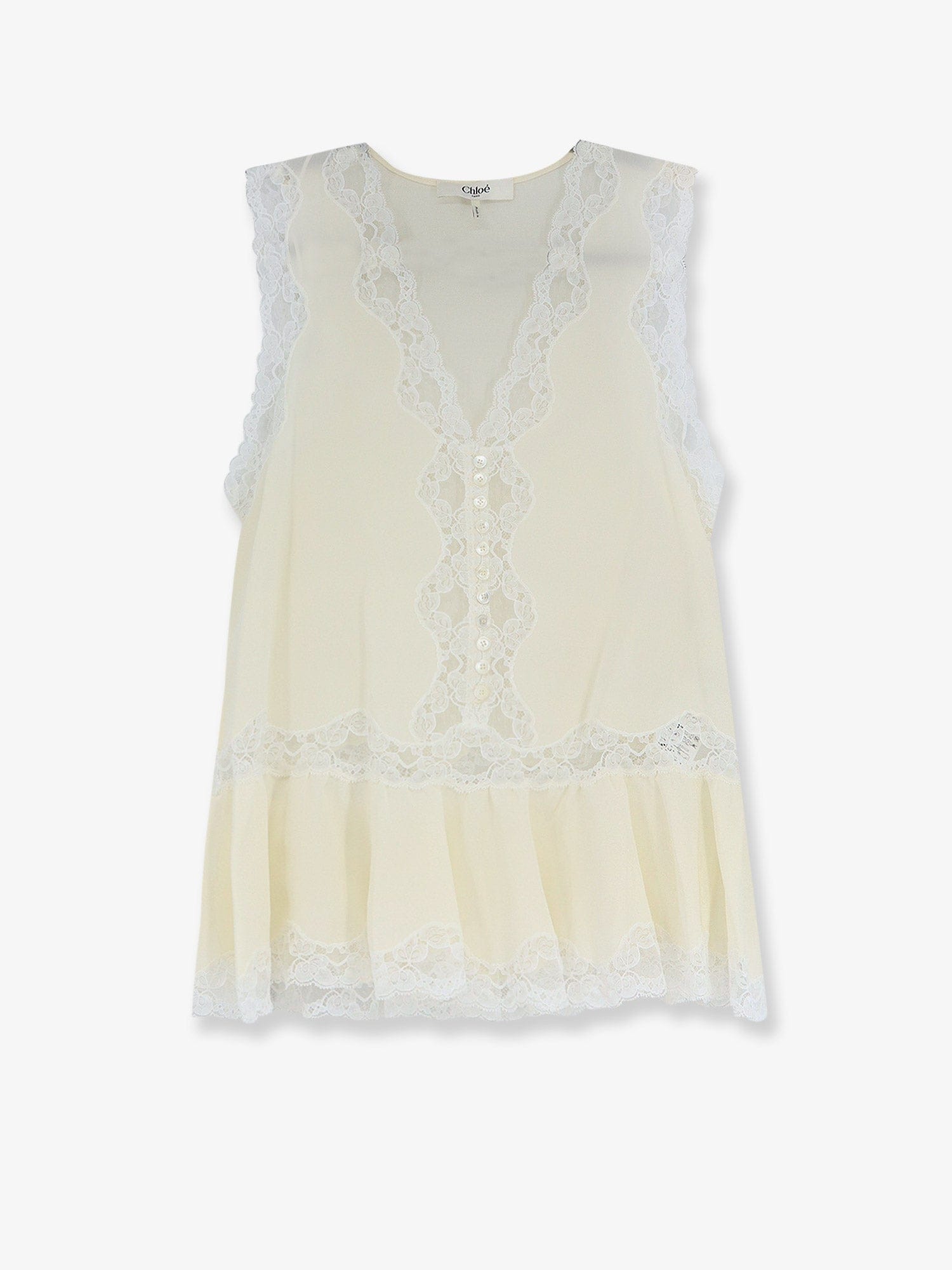 Chloe Silk top with lace inserts