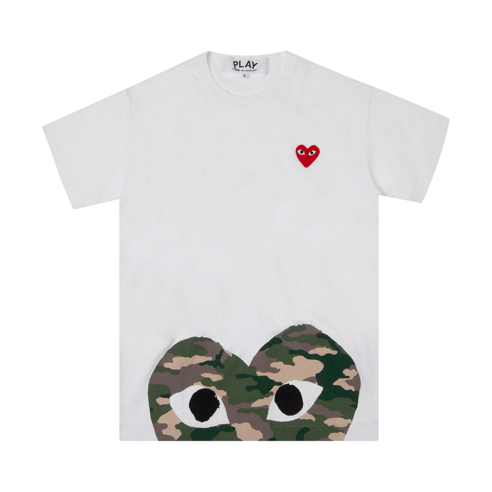 Comme des Garçons PLAY Bottom Camouflage Heart T-Shirt White