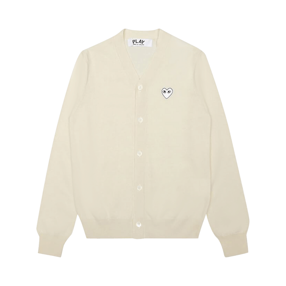 Comme des Garçons PLAY Woven V-Neck Cardigan Off-White