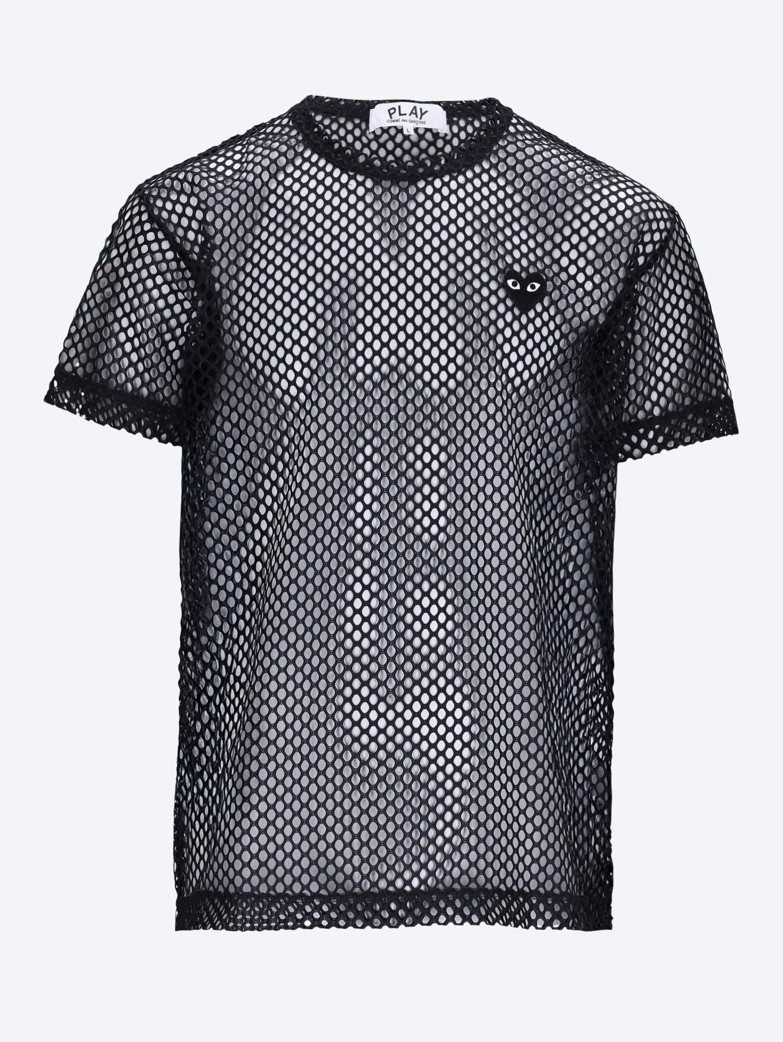COMME des Garçons T - shirt mesh large black emblem