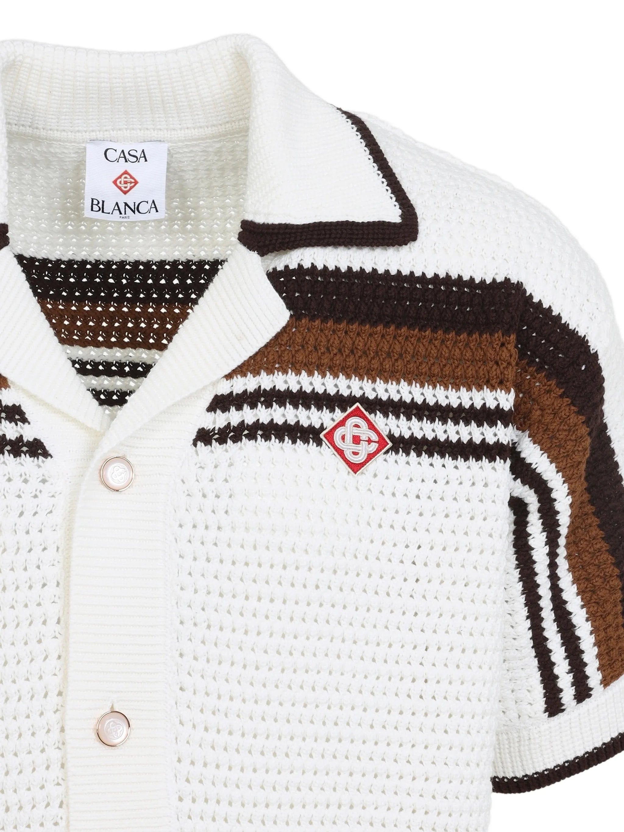 Casablanca crochet - knit striped shirt