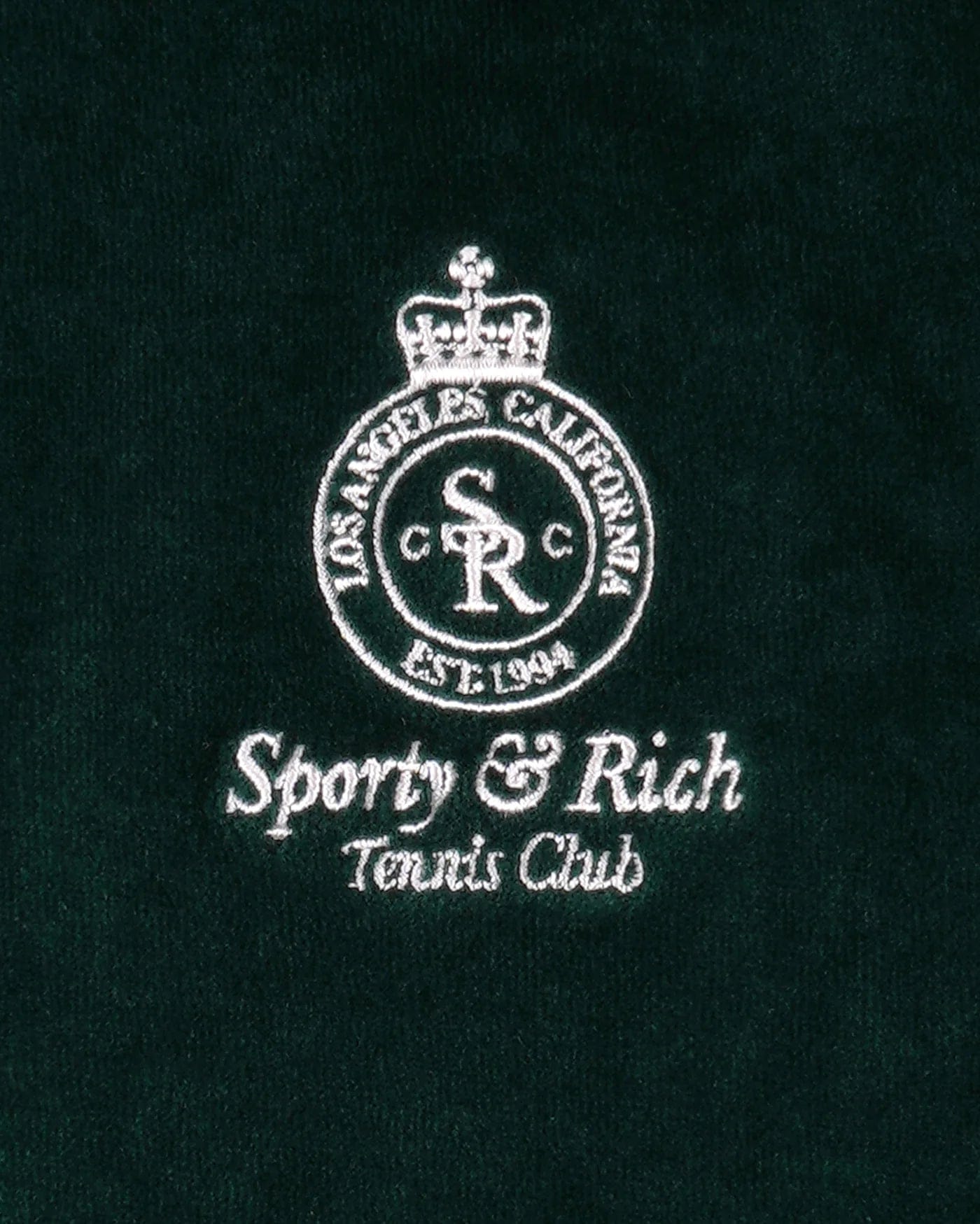 Sporty & Rich Crown Cotton Tennis Velour Short in Green