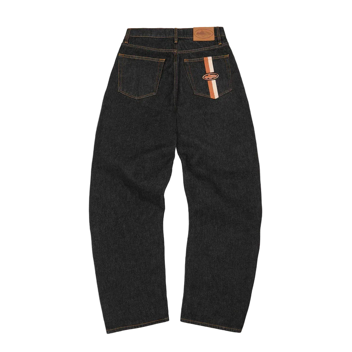 Corteiz Dual Stripe Baggy Jeans Washed Black
