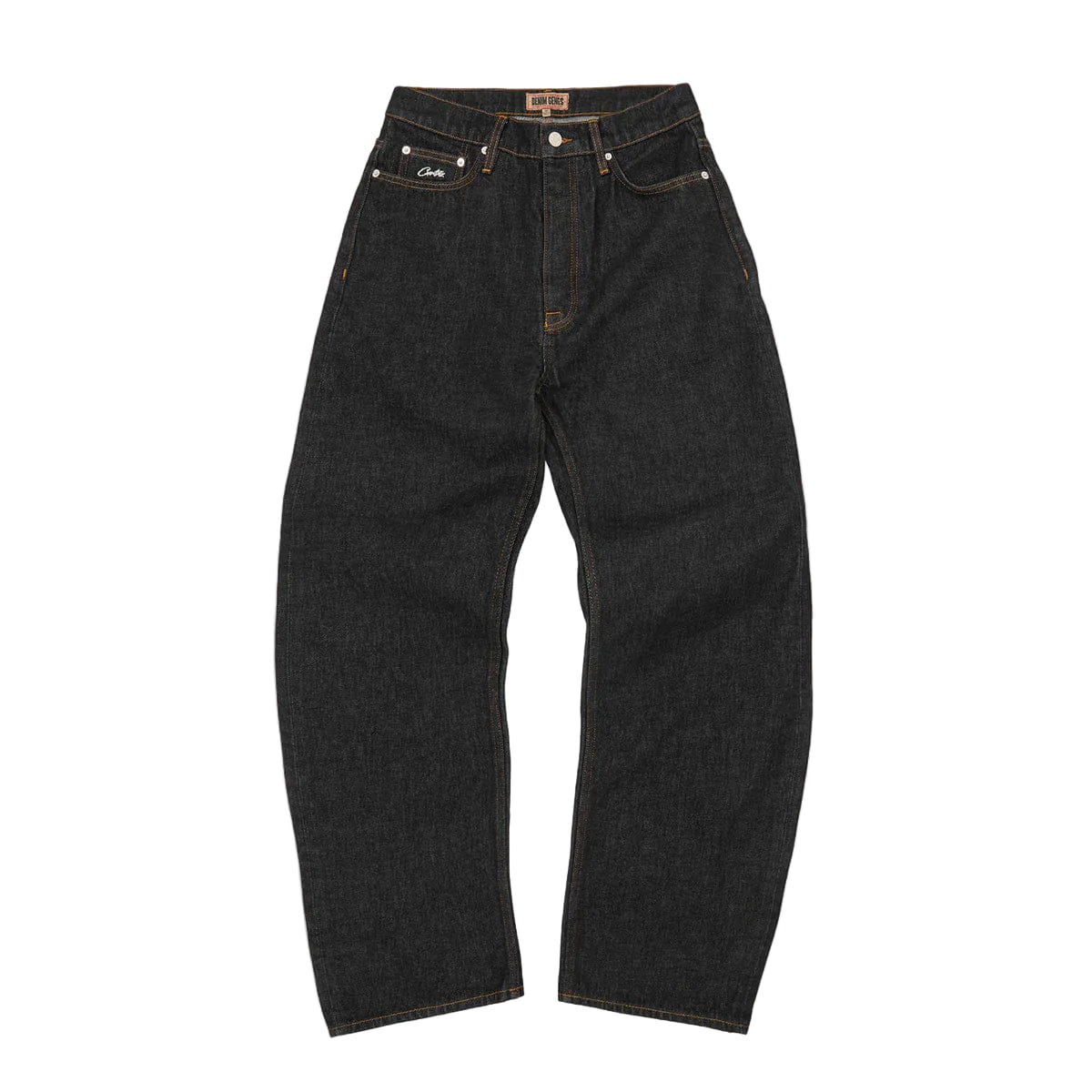 Corteiz Dual Stripe Baggy Jeans Washed Black