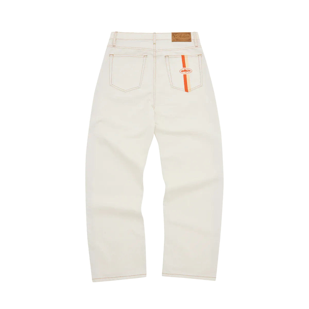 Corteiz Dual Stripe Baggy Jeans Off White