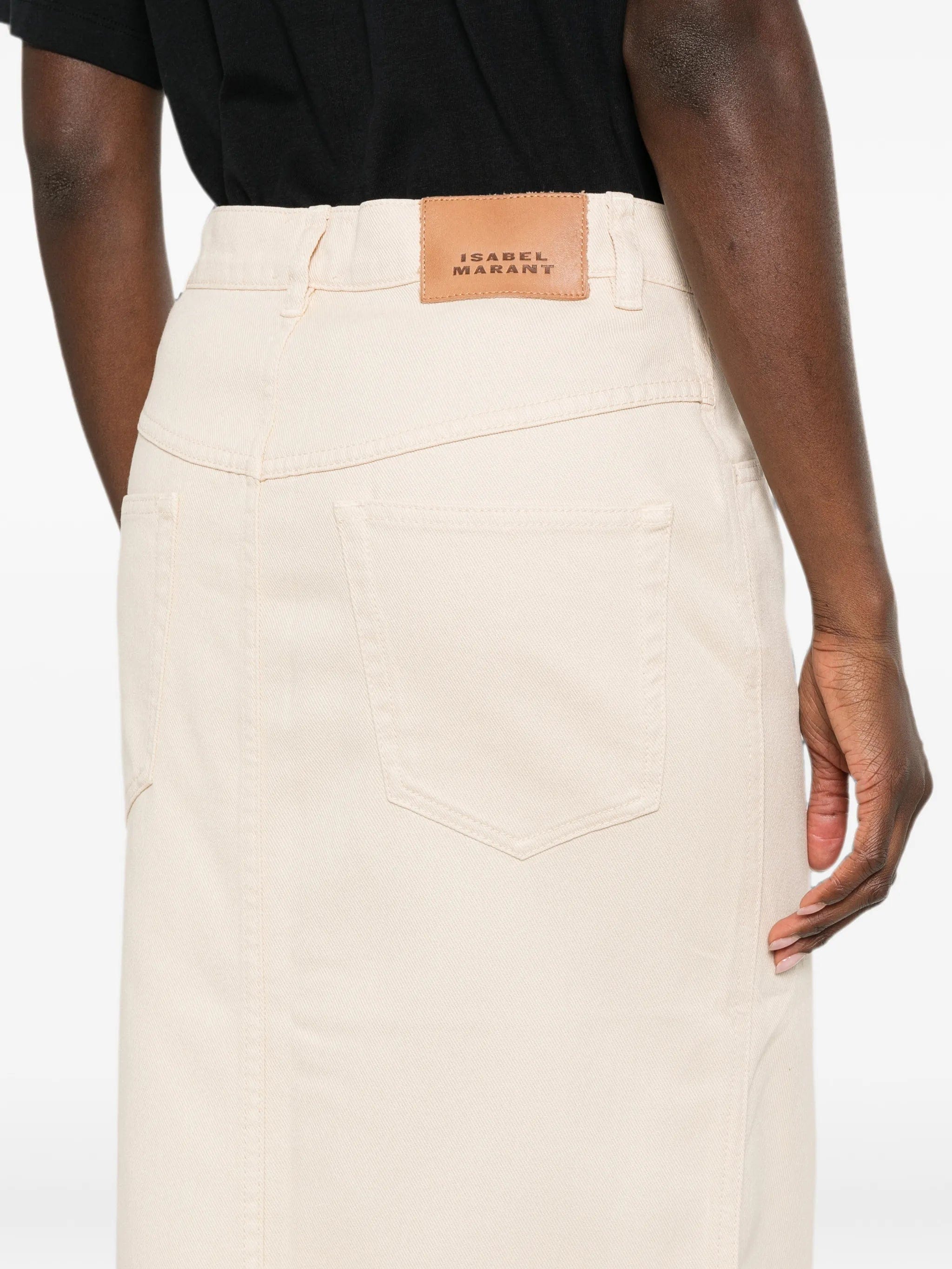 Isabel Marant Faharia front - slit logo - patch midi skirt
