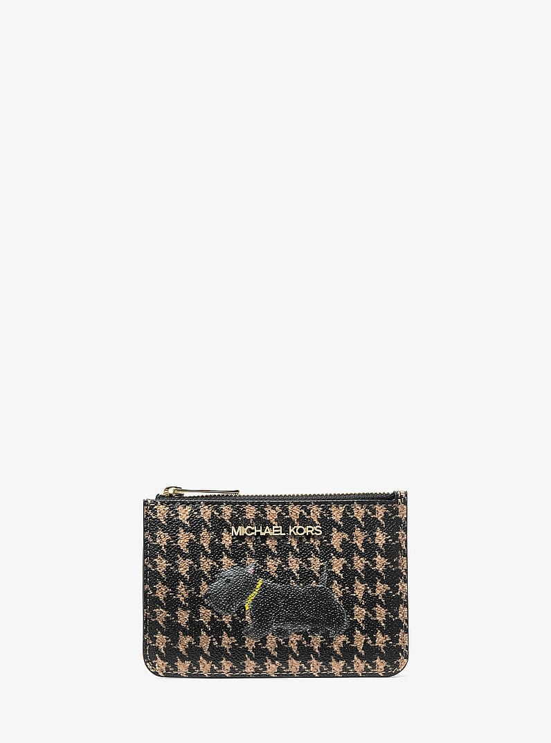 Jet Set Travel Small Printed Houndstooth Print Coin Pouch