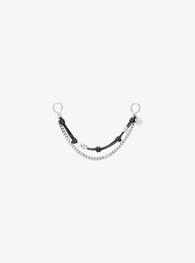 Silver-Tone Charm and Chain Bag Charm