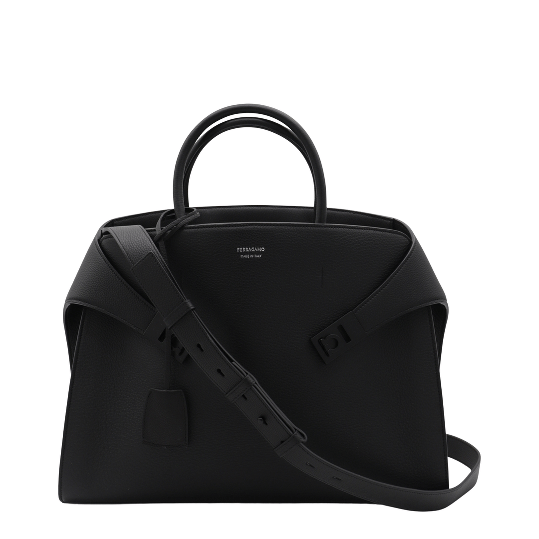 Ferragamo Hug Leather Briefcase - Black