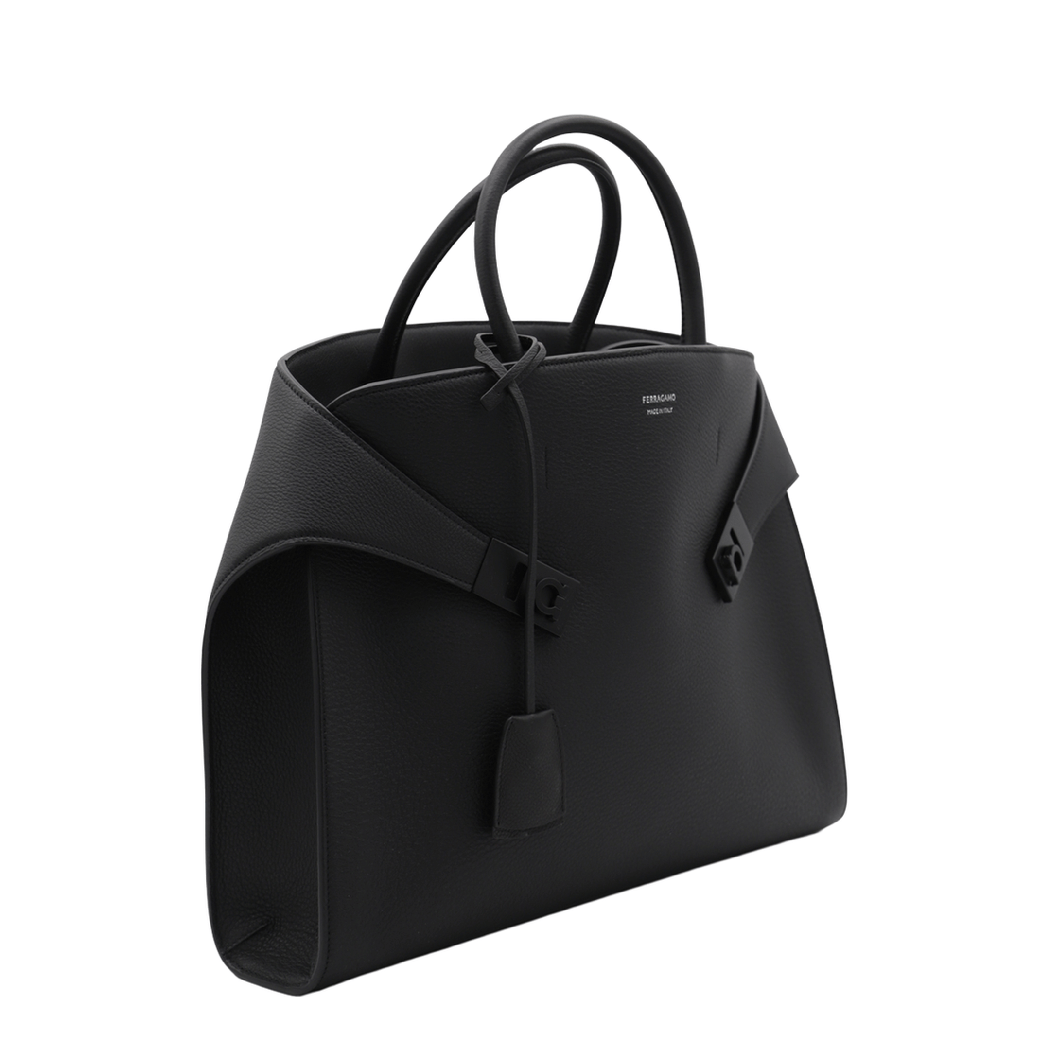 Ferragamo Hug Leather Briefcase - Black