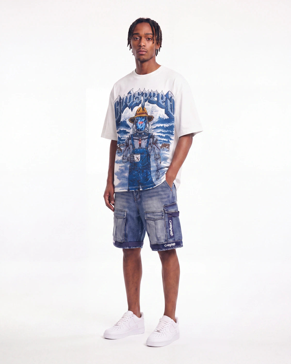 Godspeed Utility Denim Shorts Blue