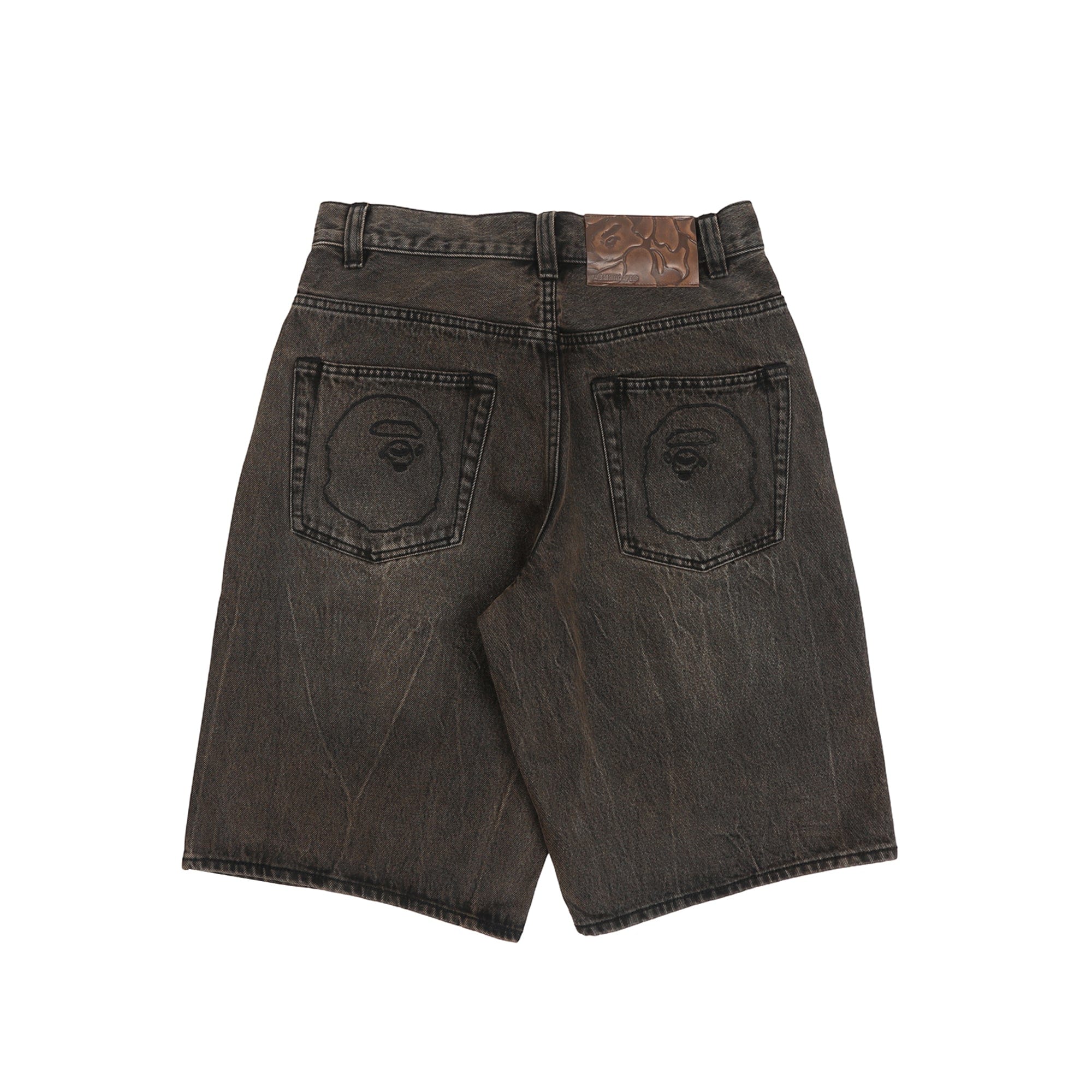 A Bathing Ape Bape Sta Patch Relaxed Fit Denim Shorts - Beige