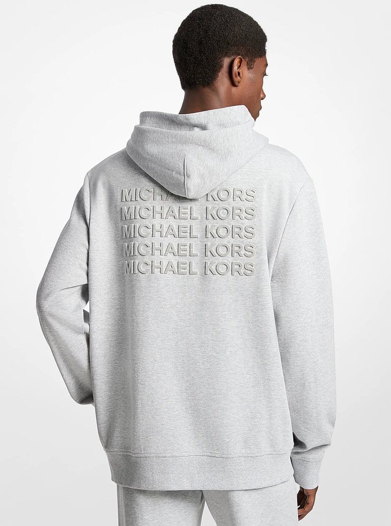 Embossed Logo Cotton Blend Hoodie