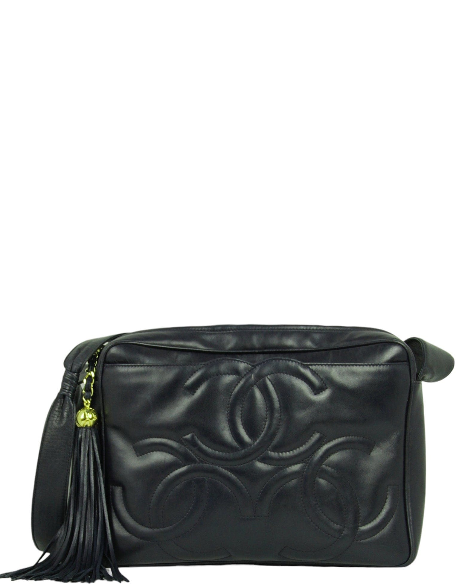 ASC Resale Chanel Vintage Navy Leather CC Embossed Bag