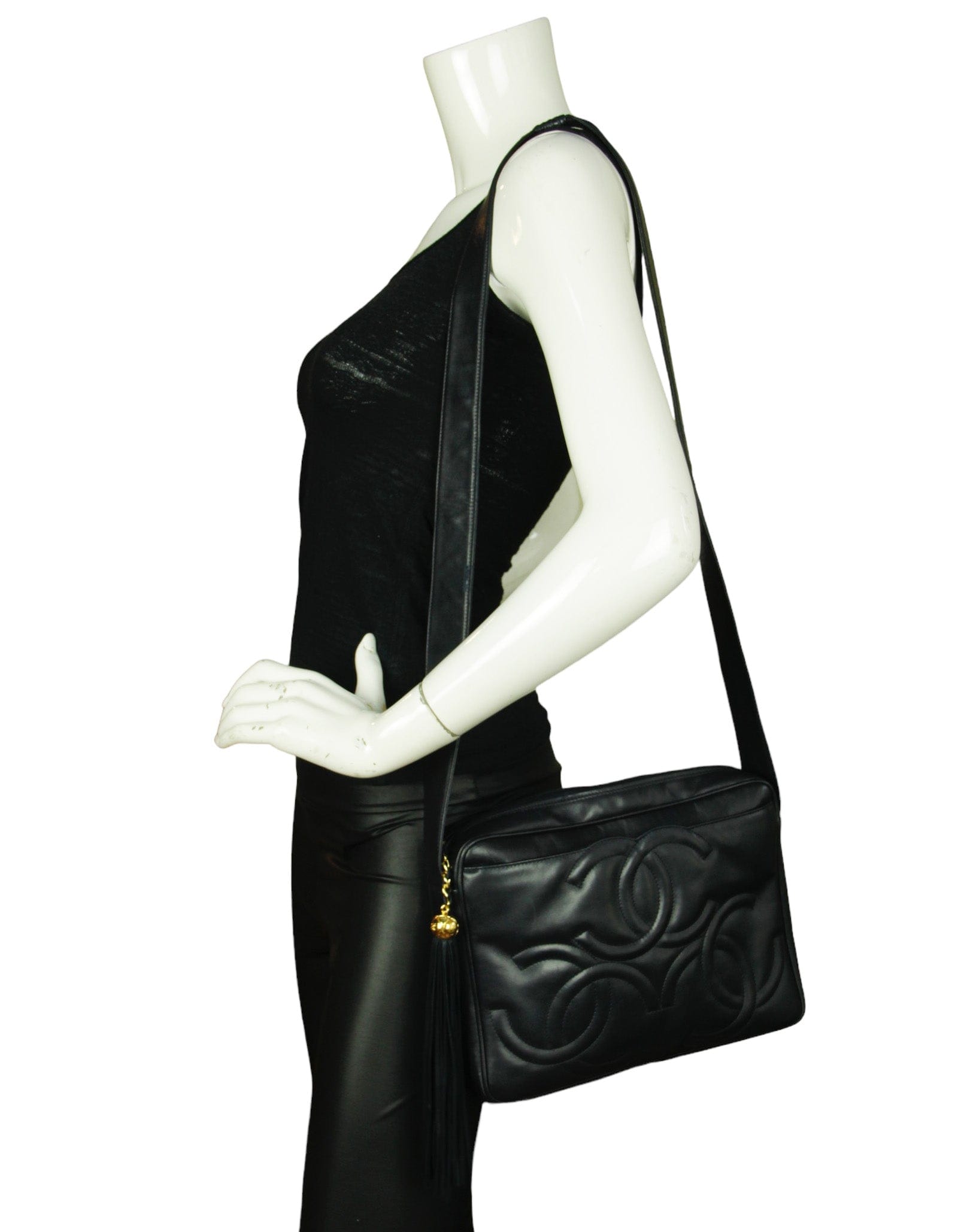 ASC Resale Chanel Vintage Navy Leather CC Embossed Bag