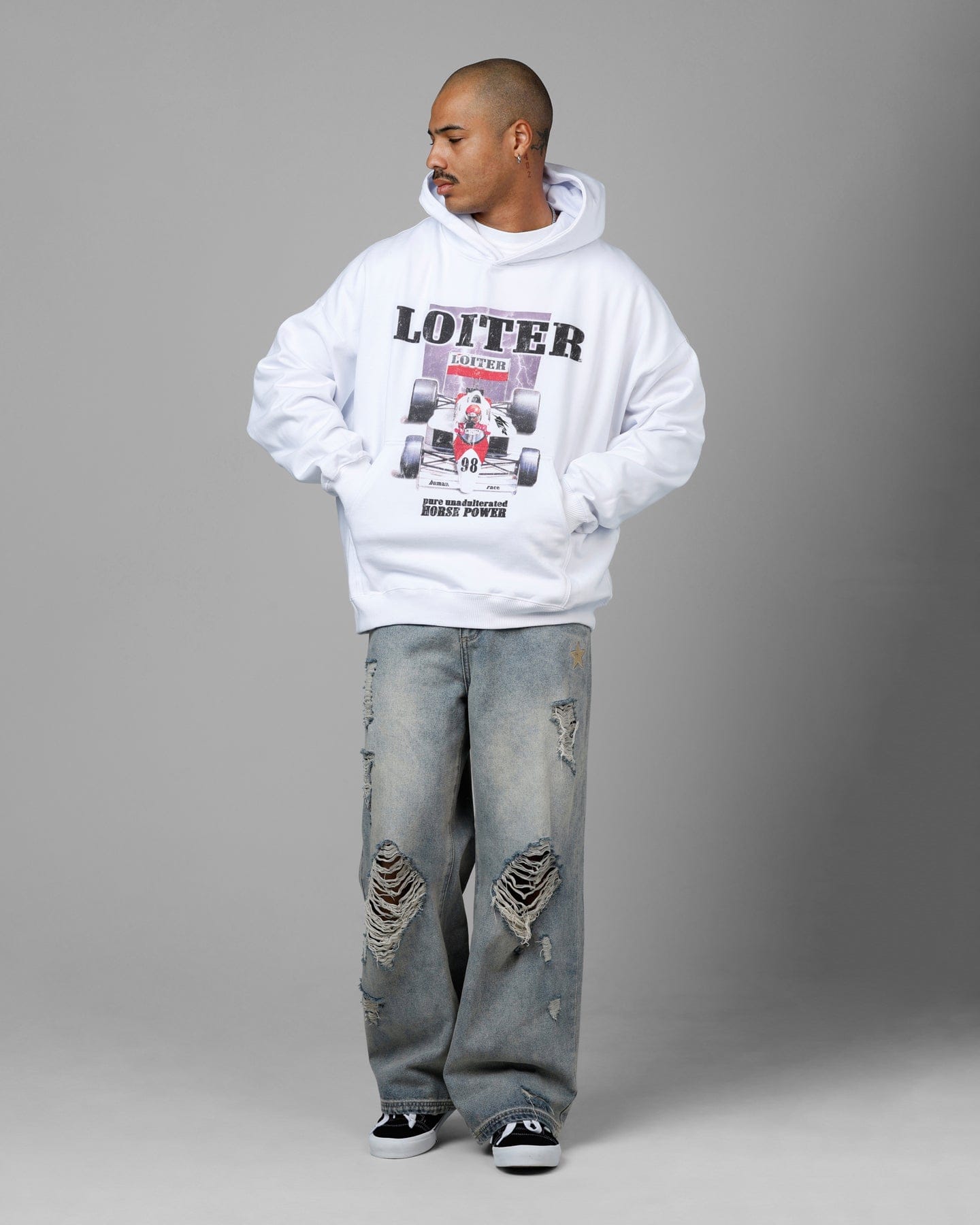 Loiter Horse Power Hoodie White