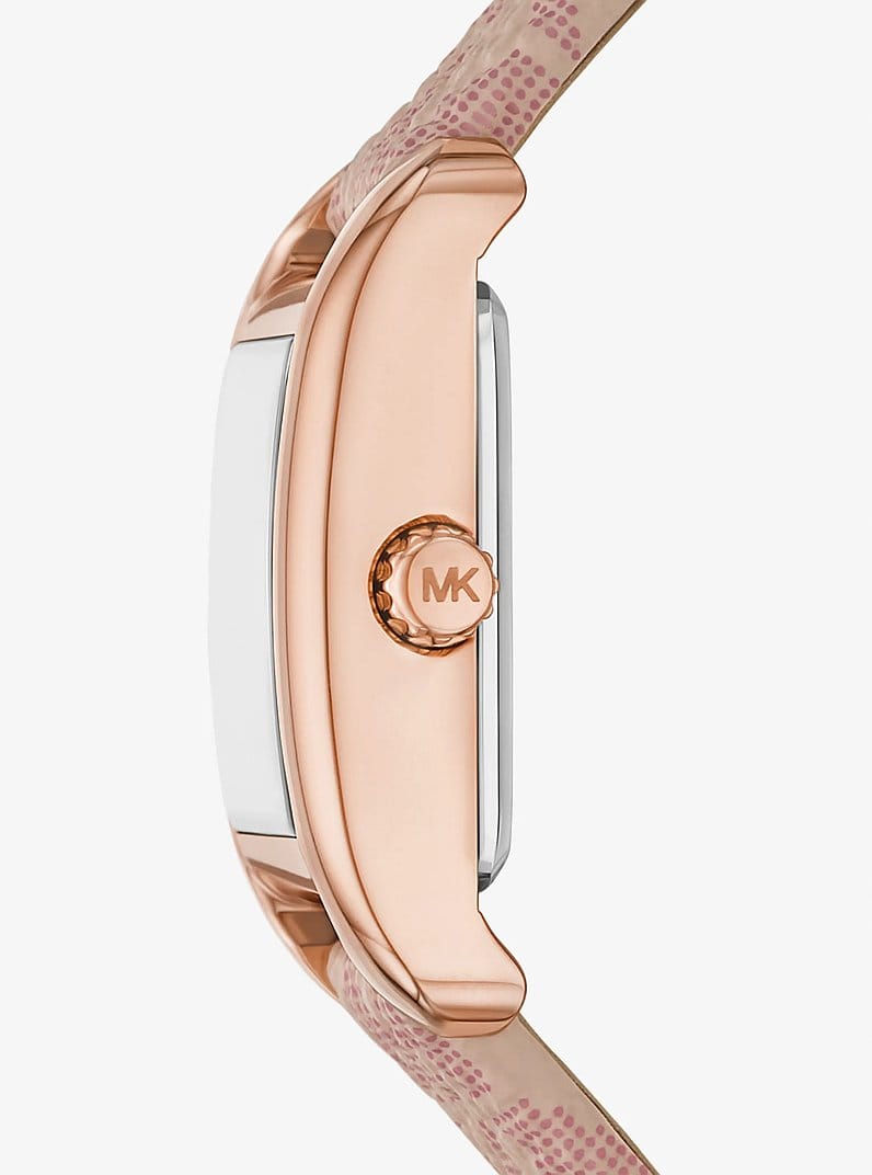 Petite Monroe Rose Gold-Tone and Logo Strap Watch