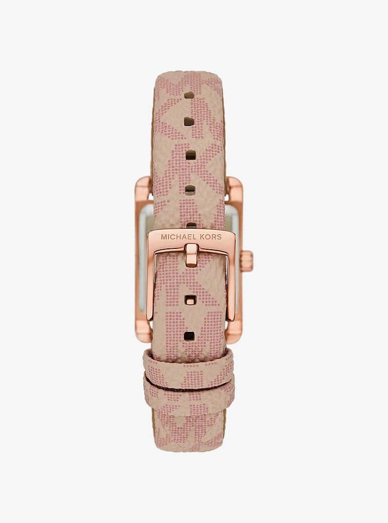 Petite Monroe Rose Gold-Tone and Logo Strap Watch