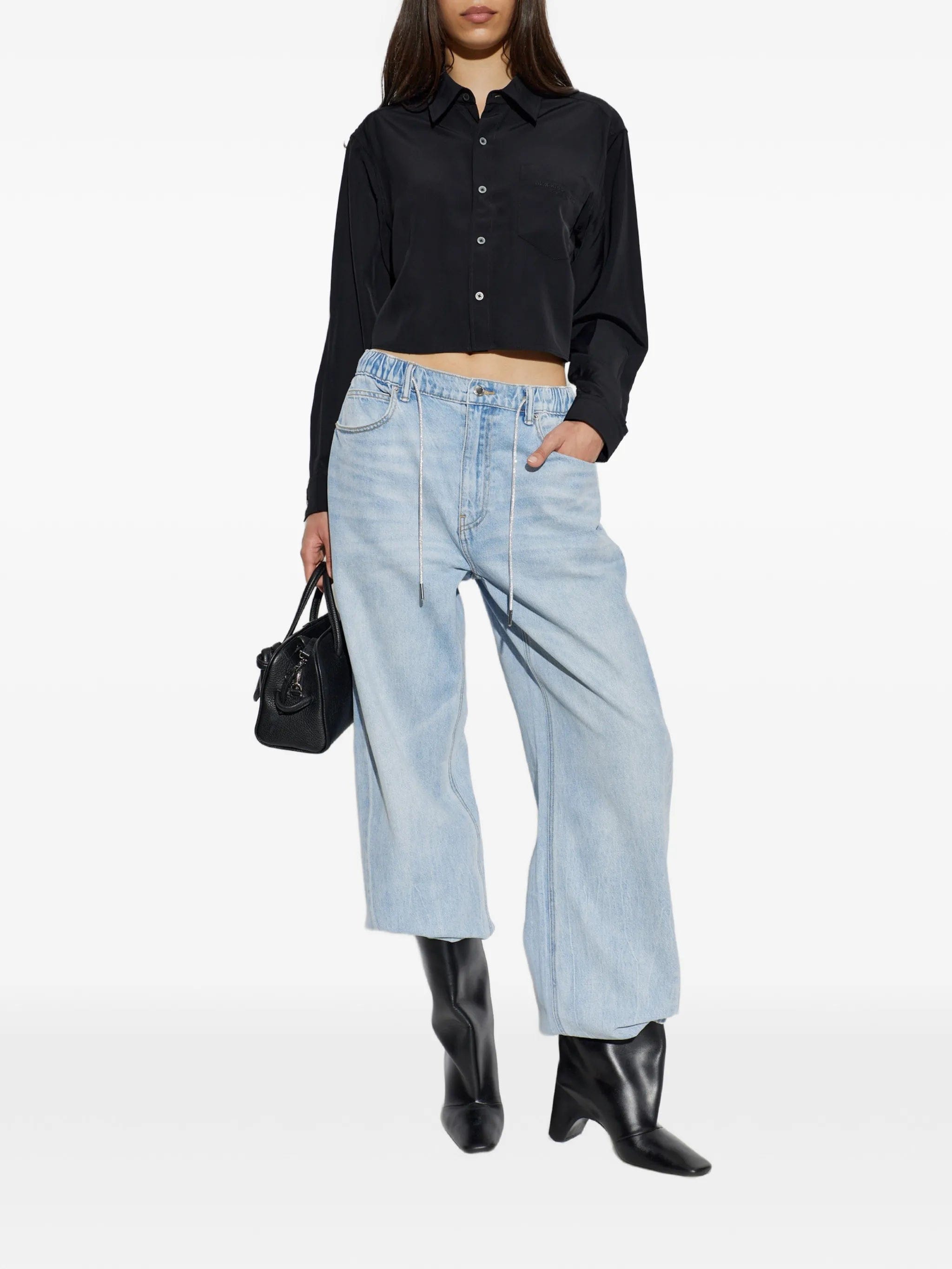 Alexander Wang crystal - embellished drawstring - waist jeans