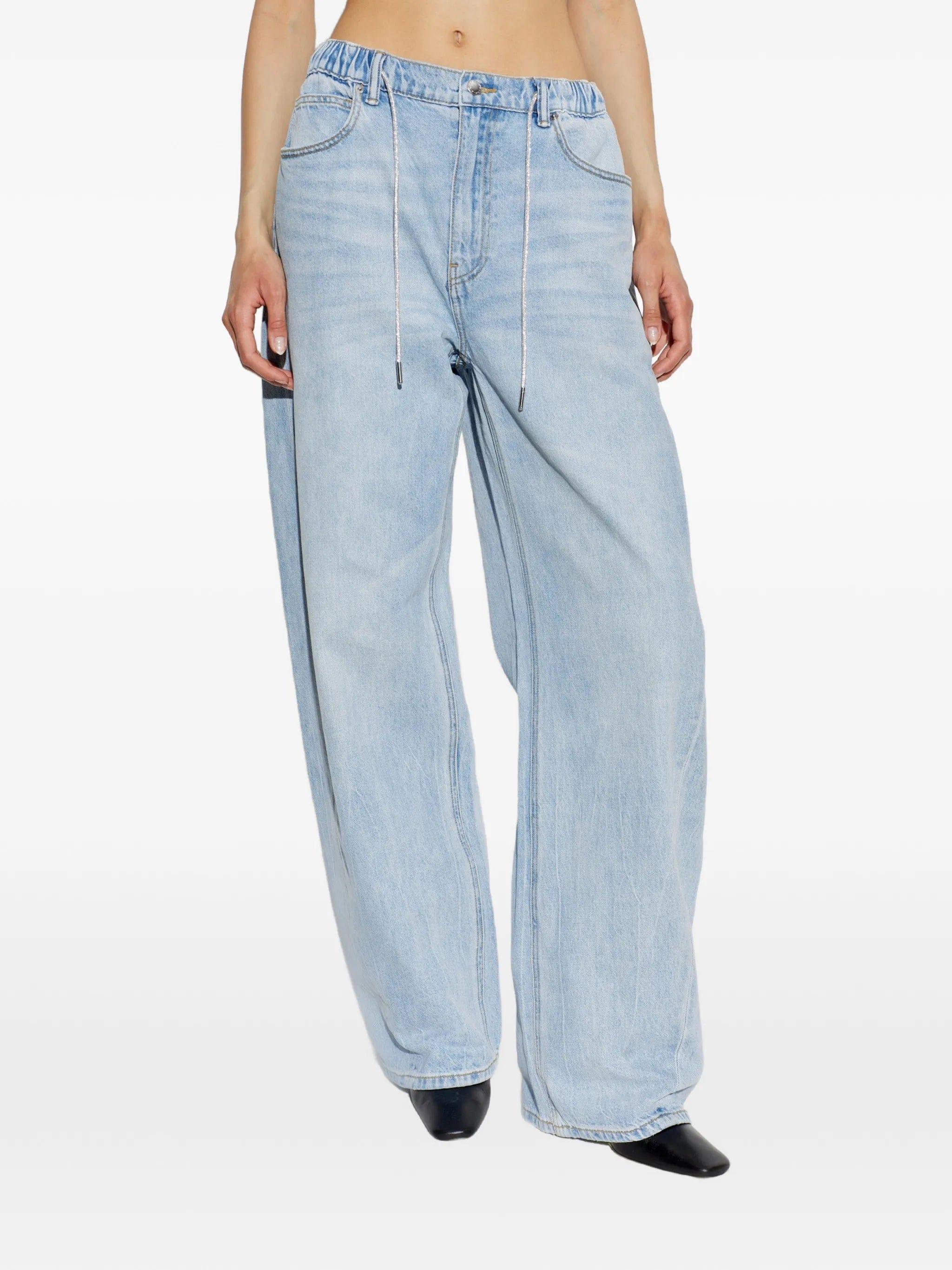 Alexander Wang crystal - embellished drawstring - waist jeans