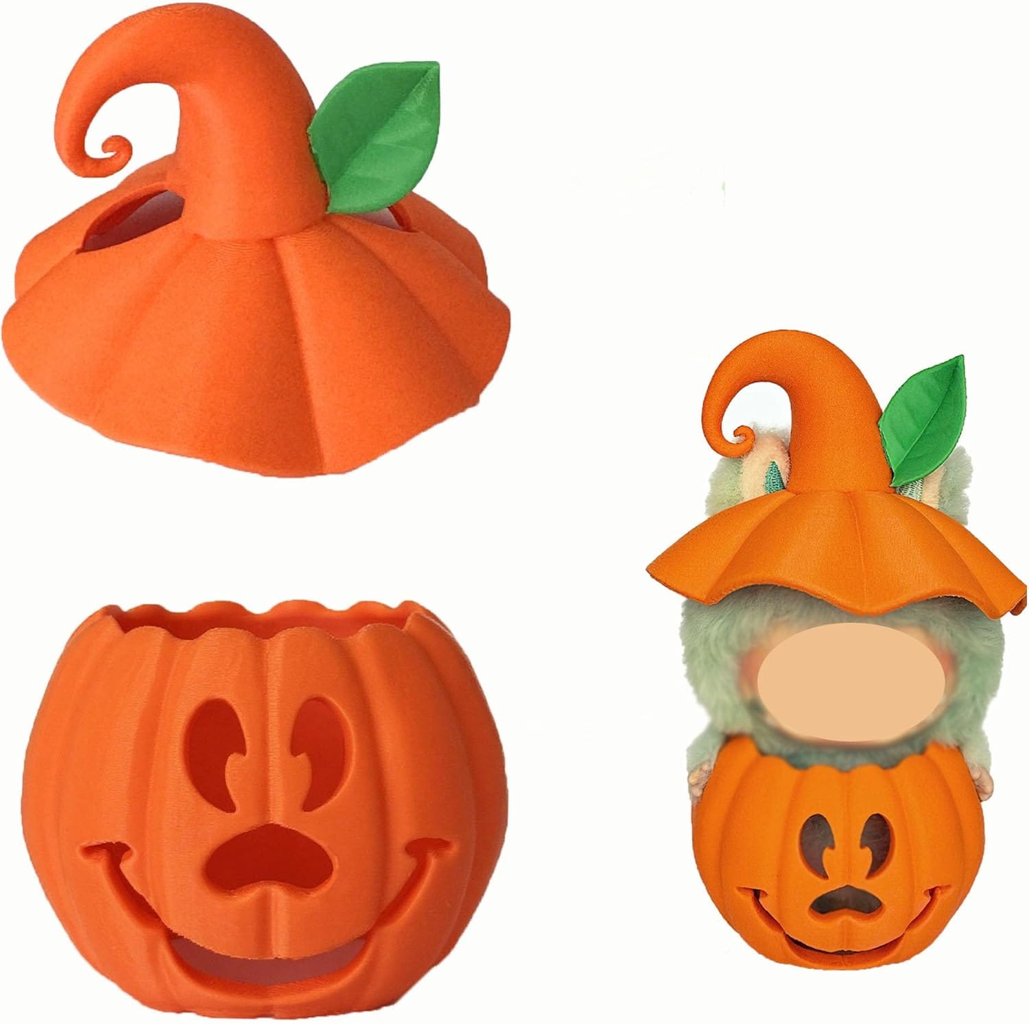 Labubu Shop Labubu Pumpkin Hat & Holder Set – Halloween Display Stand for Labubu Figures