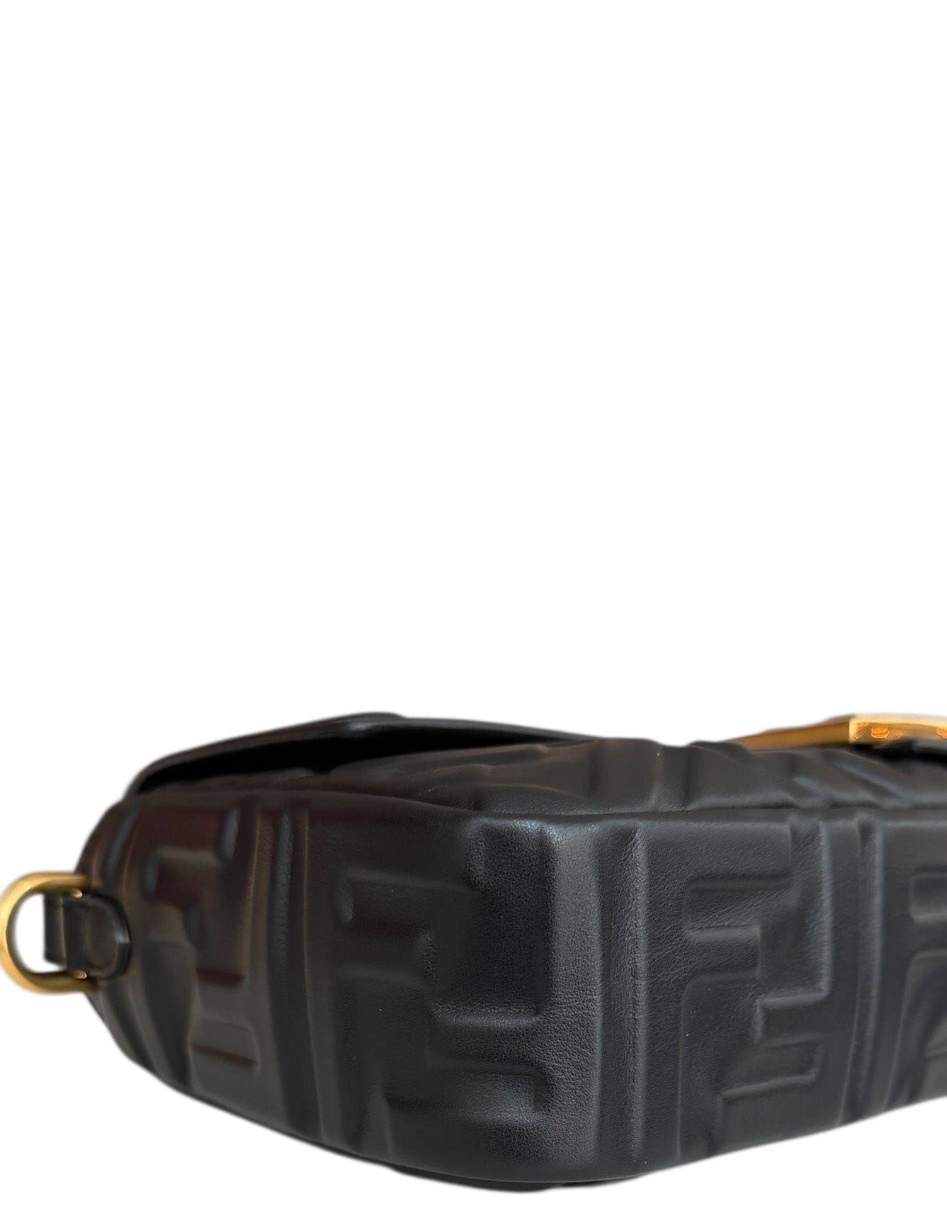 ASC Resale Fendi Black Embossed Logo 1974 Medium Baguette NM Bag