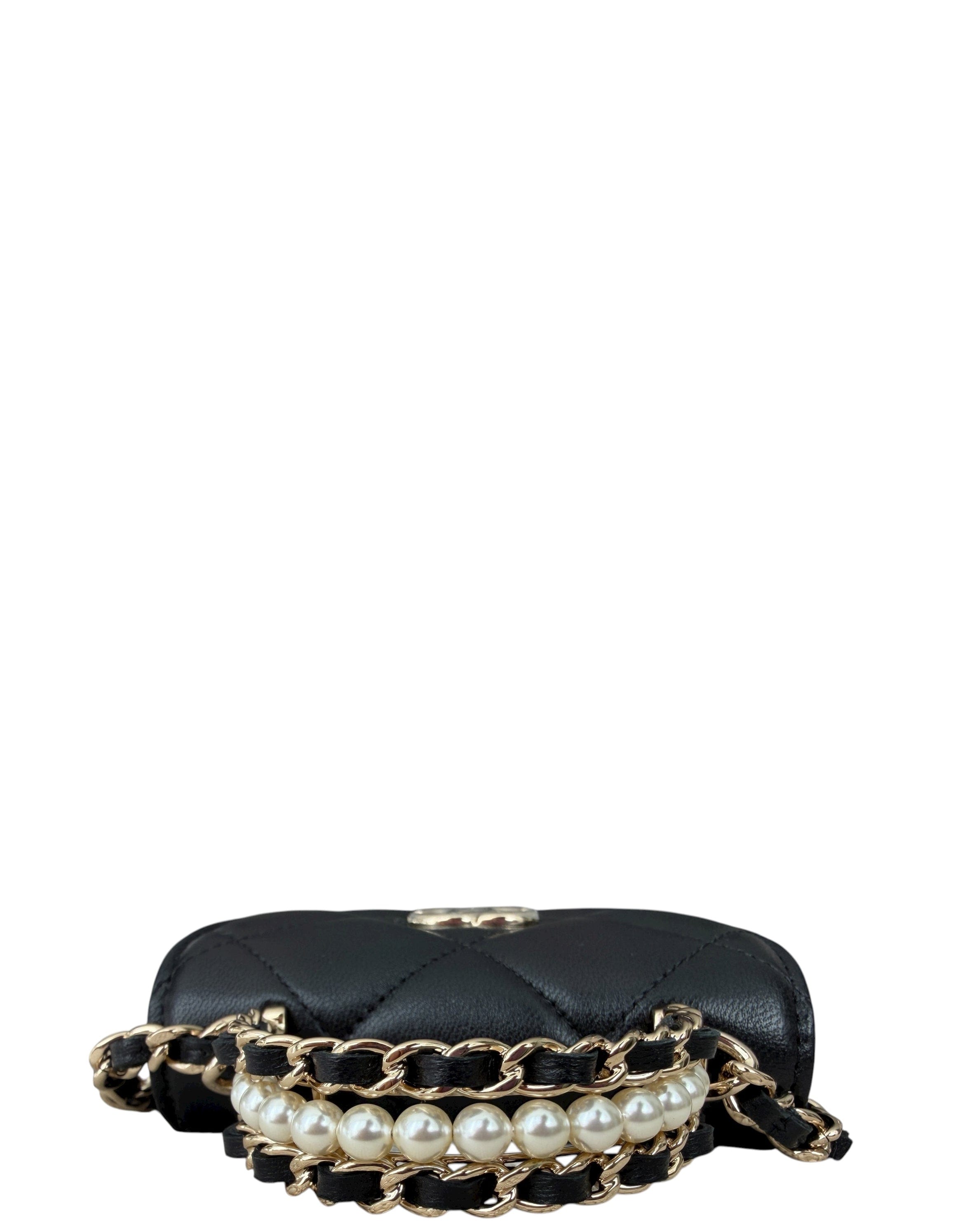 ASC Resale Chanel Black Lambskin Quilted Pearl Top Handle Micro Bag