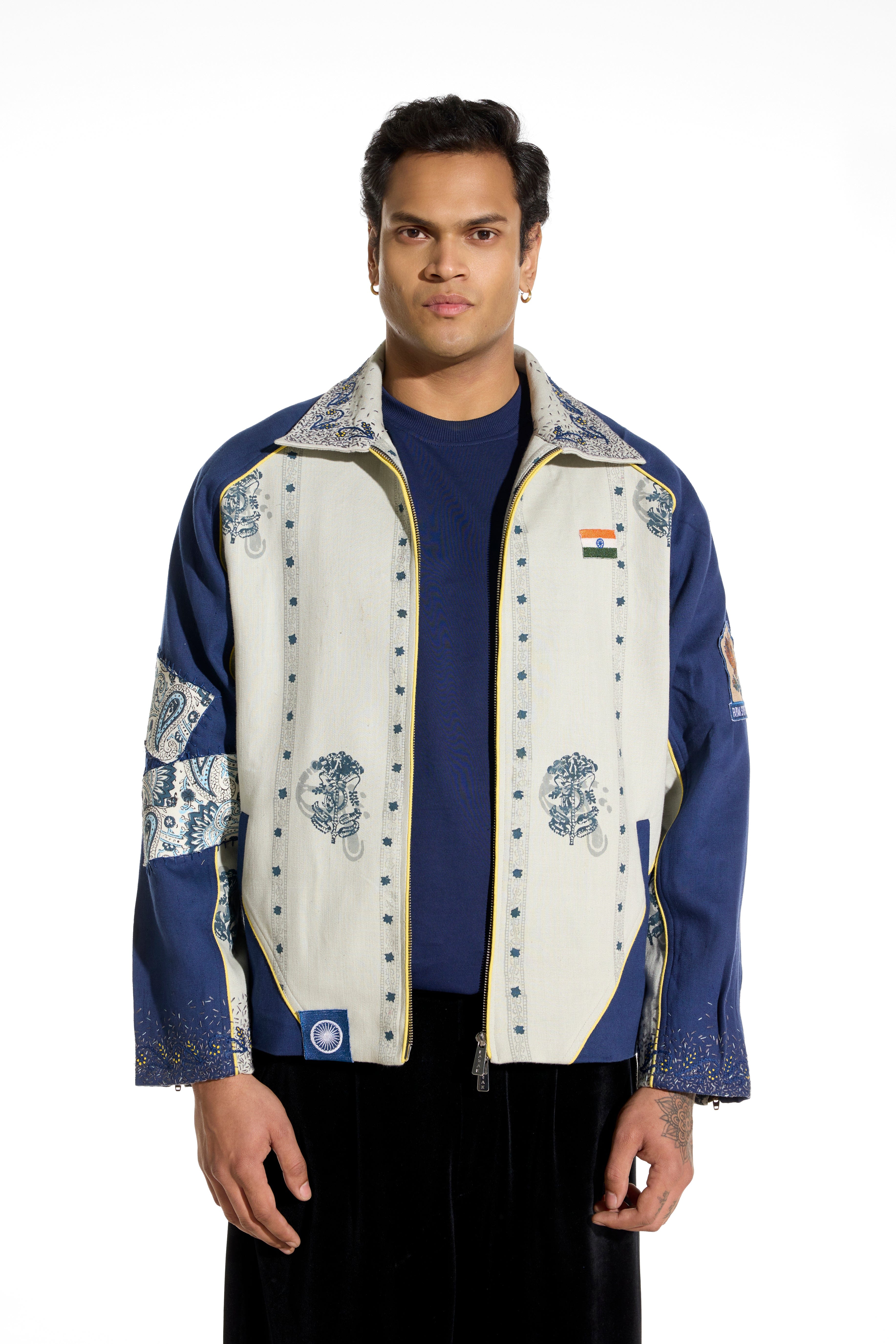 F A R A K Striped Indigo Glory Jacket