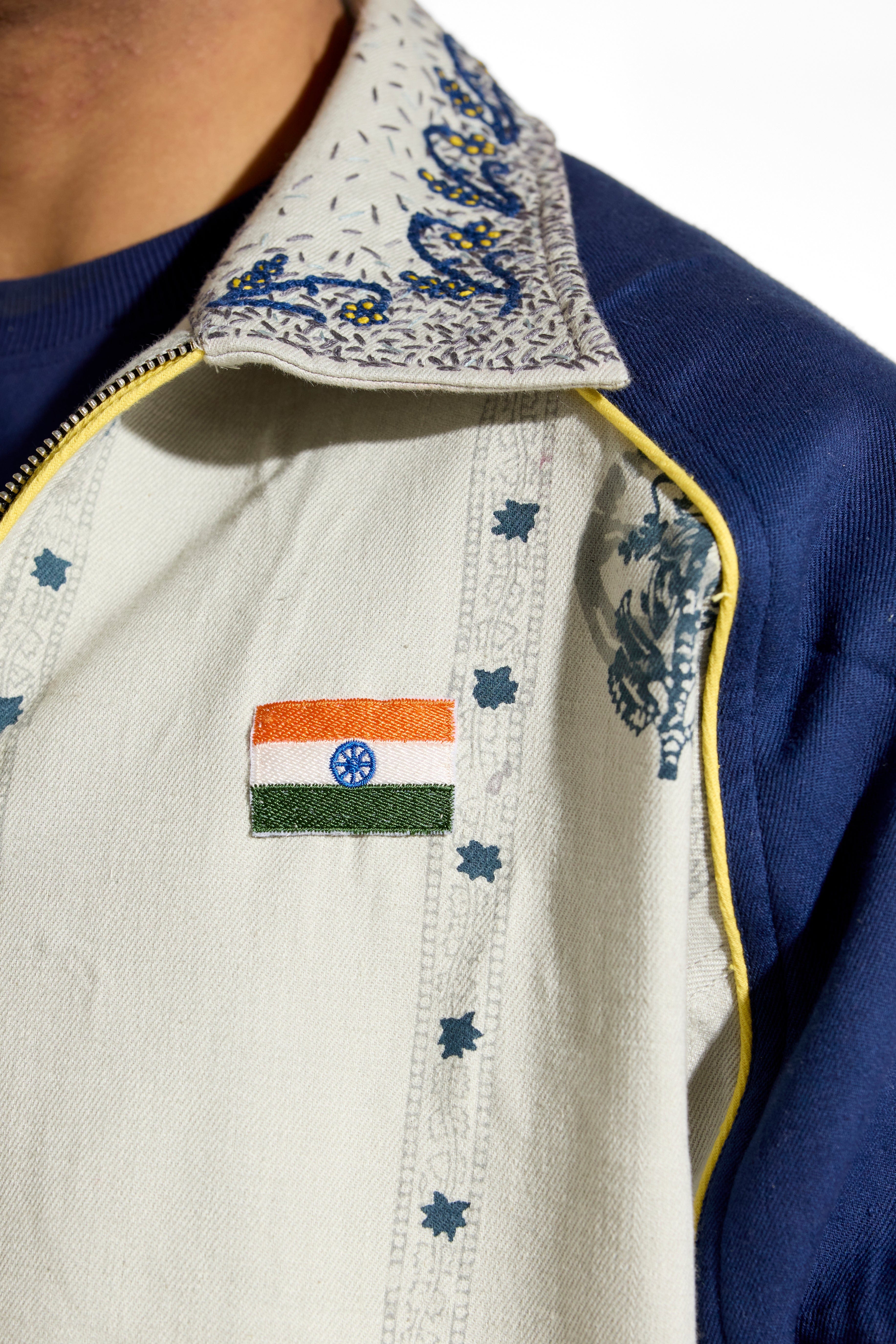 F A R A K Striped Indigo Glory Jacket