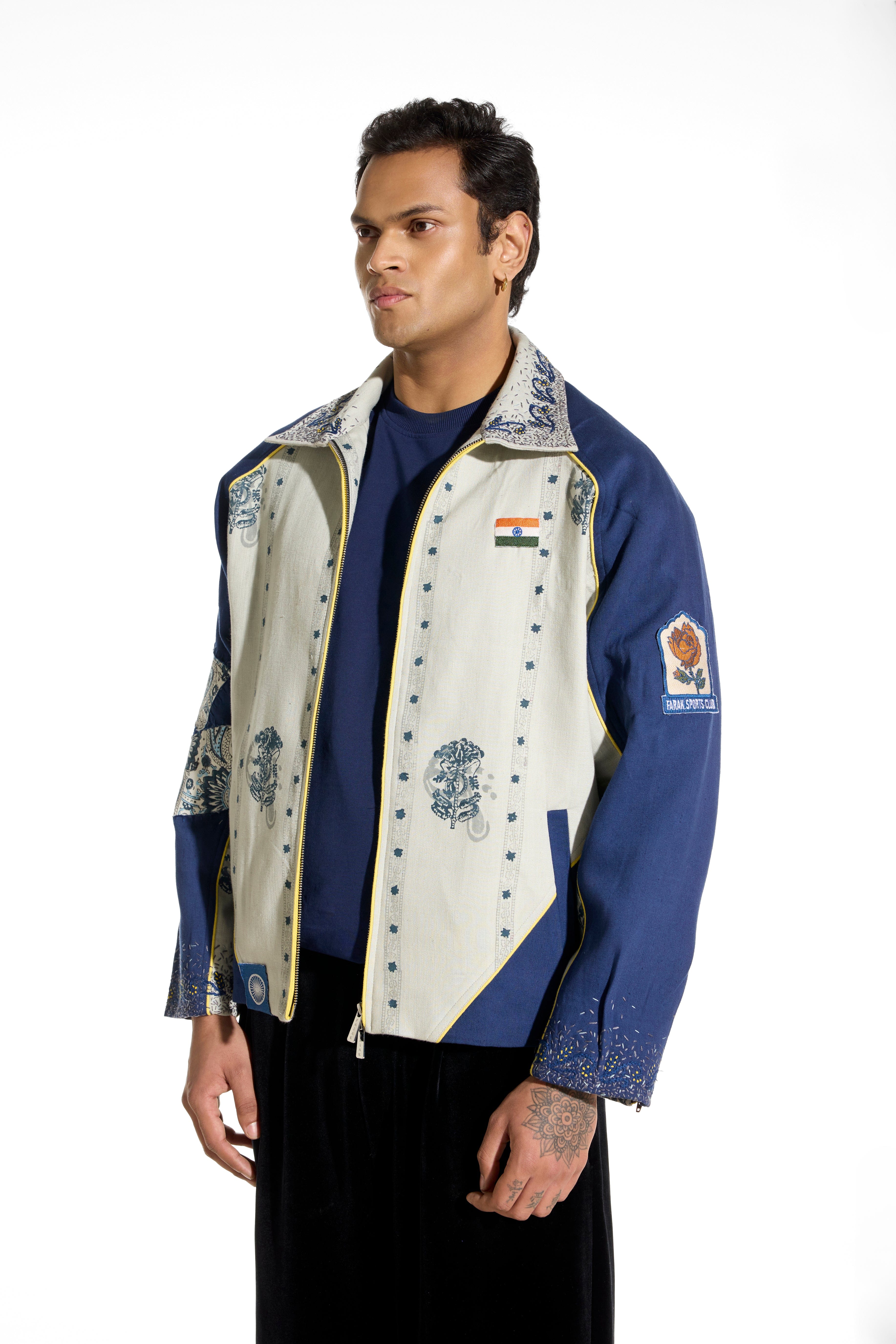F A R A K Striped Indigo Glory Jacket