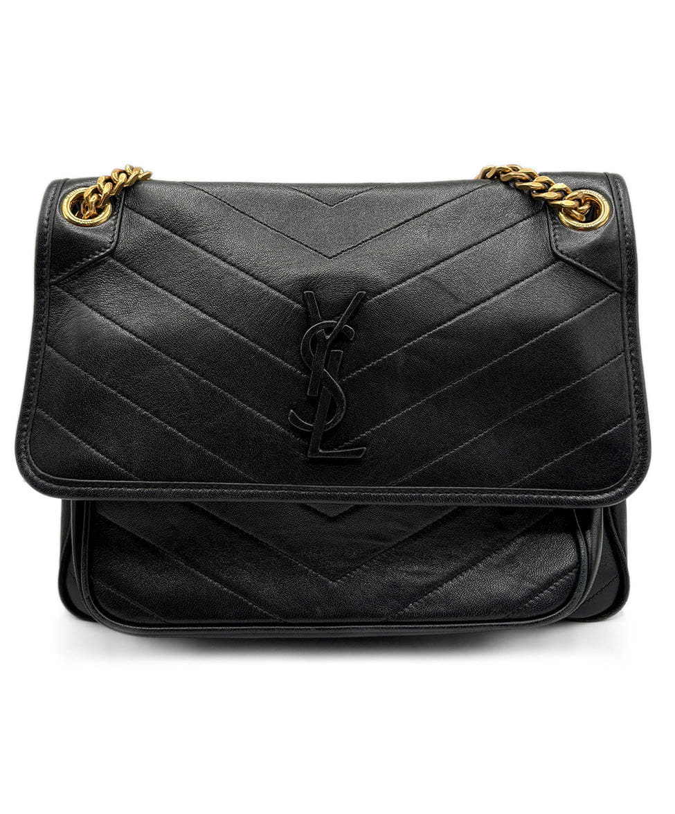 YSL Yves Saint Laurent Niki Medium Black Leather Shoulderbag