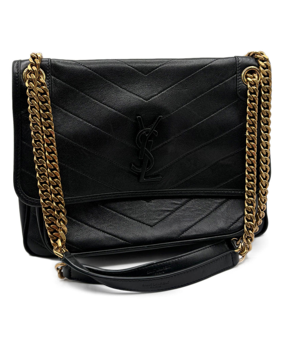 YSL Yves Saint Laurent Niki Medium Black Leather Shoulderbag