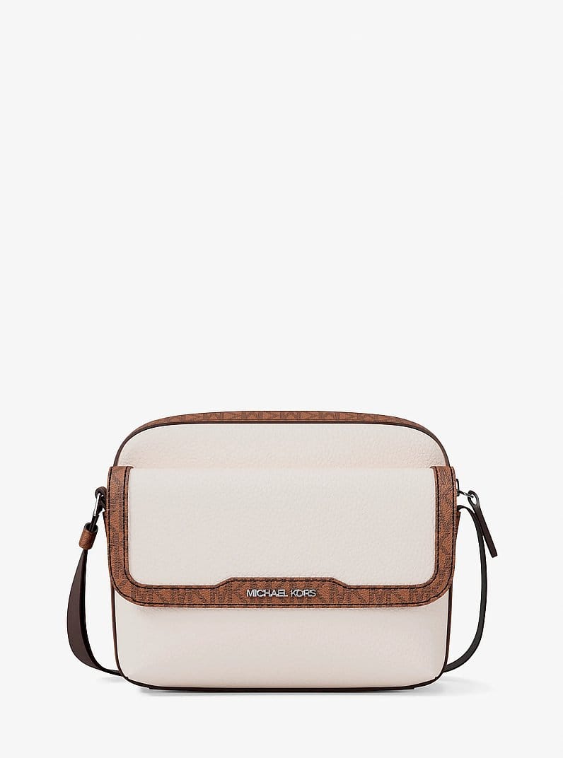 Cooper Medium Pebbled Leather and Signature Logo Camera Crossbody Bag