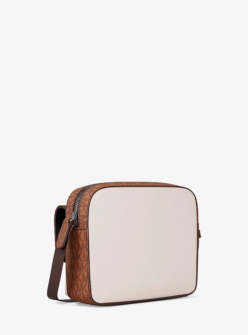 Cooper Medium Pebbled Leather and Signature Logo Camera Crossbody Bag