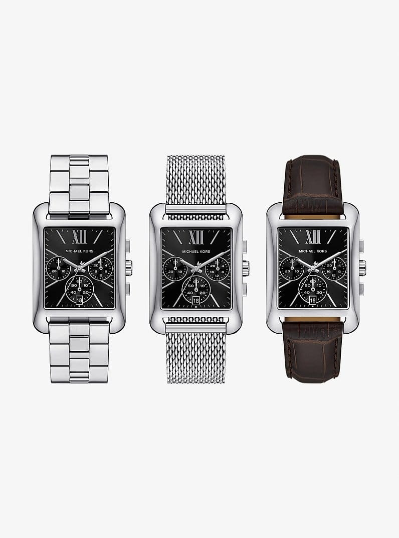 Monroe Silver-Tone Watch Strap Set