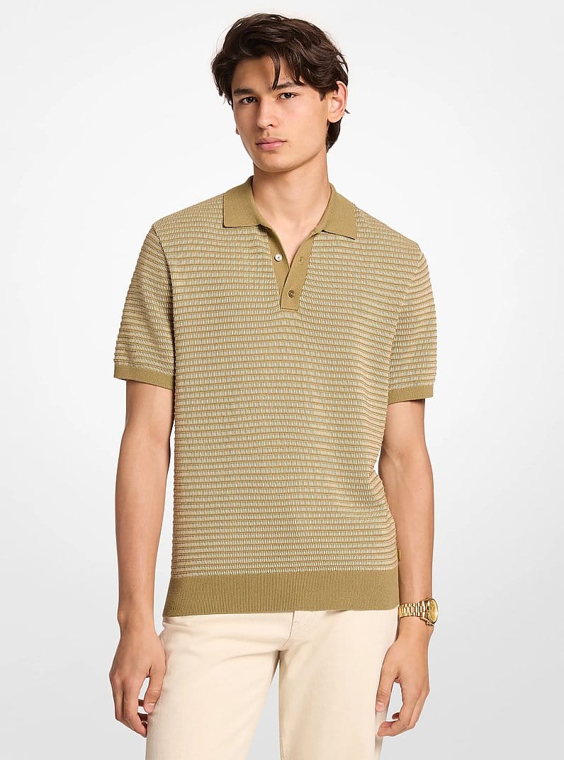 Two-Tone Knit Polo Shirt