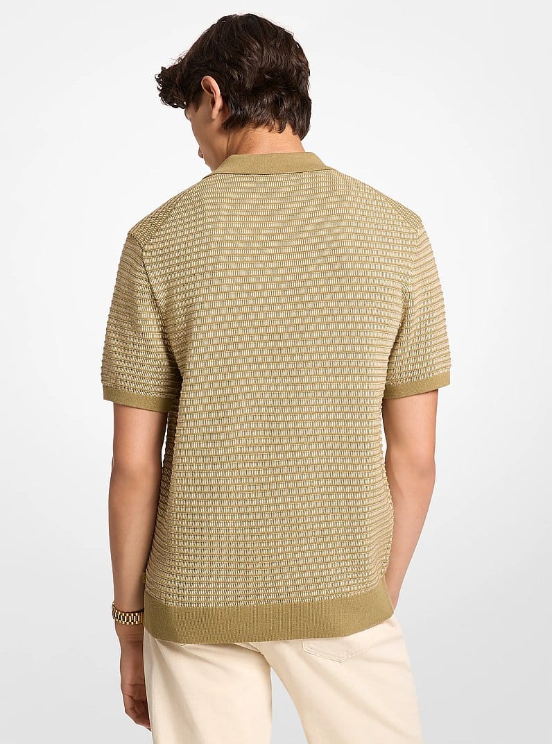 Two-Tone Knit Polo Shirt
