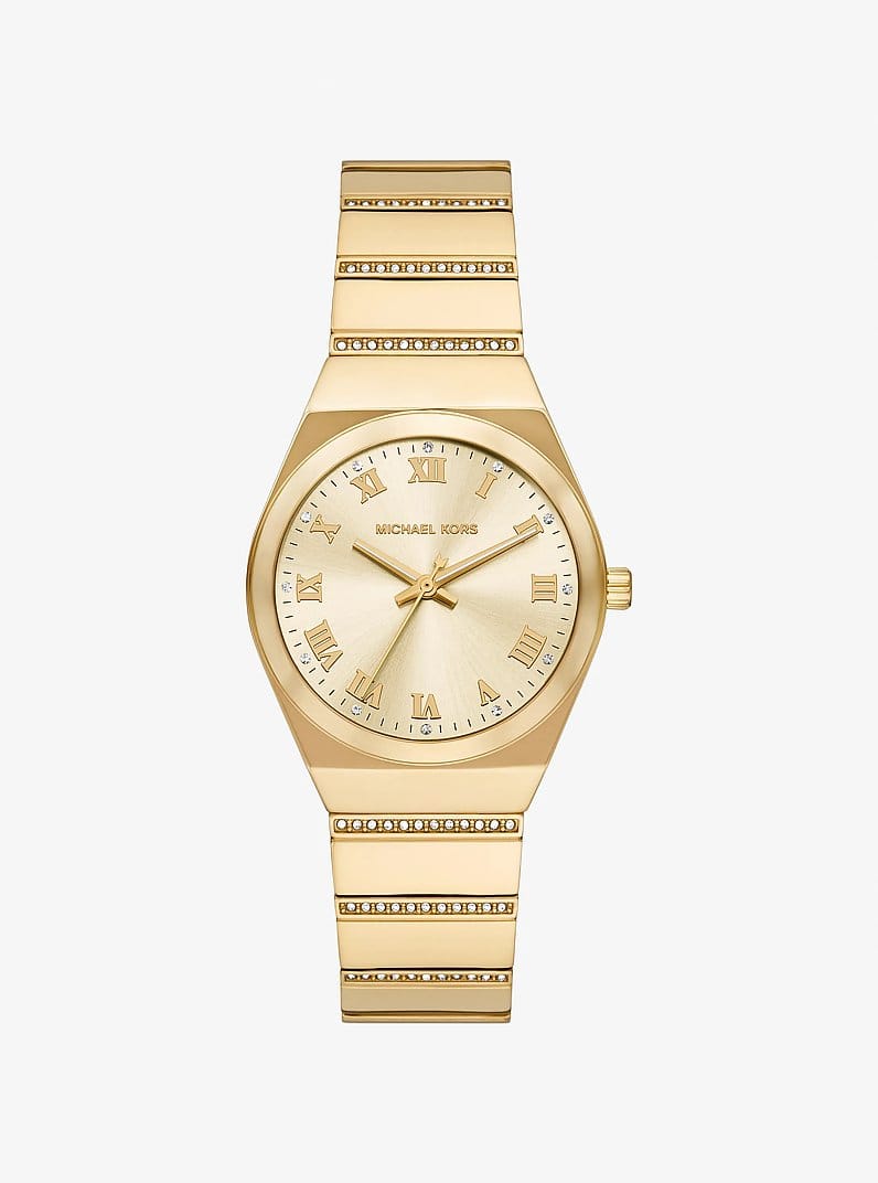 Mini Lennox Pavé Gold-Tone Watch