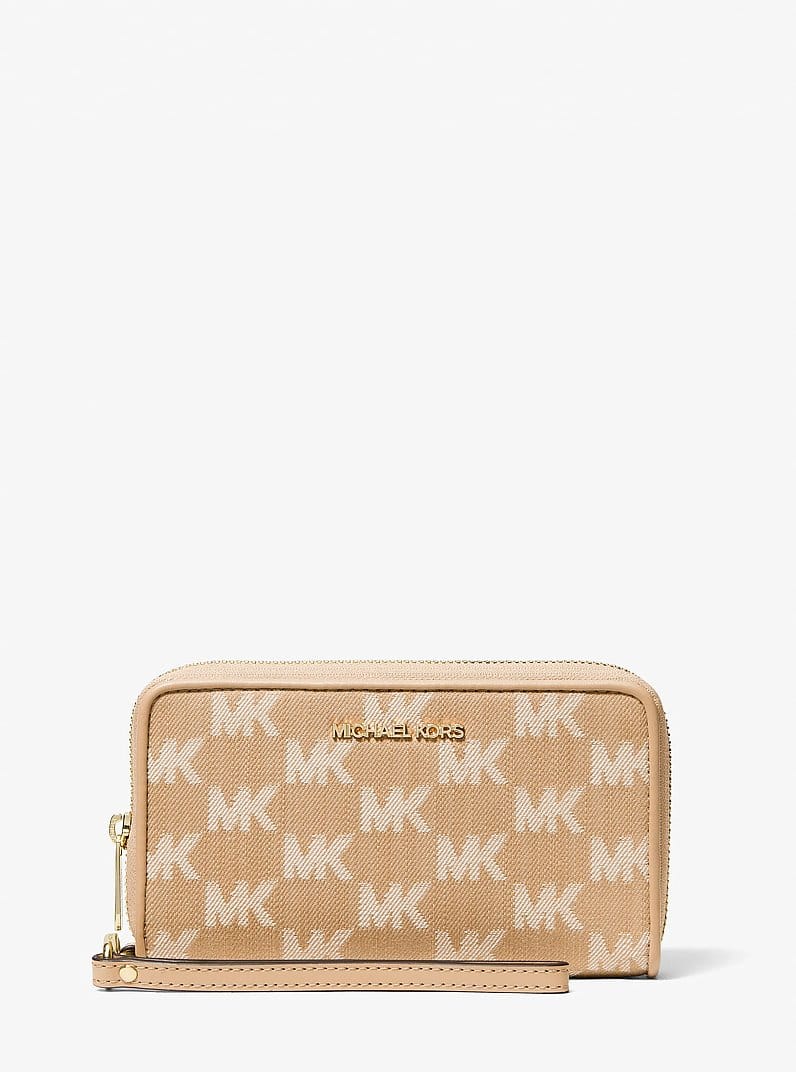 Jet Set Travel Large Logo Jacquard Denim Smartphone Wallet
