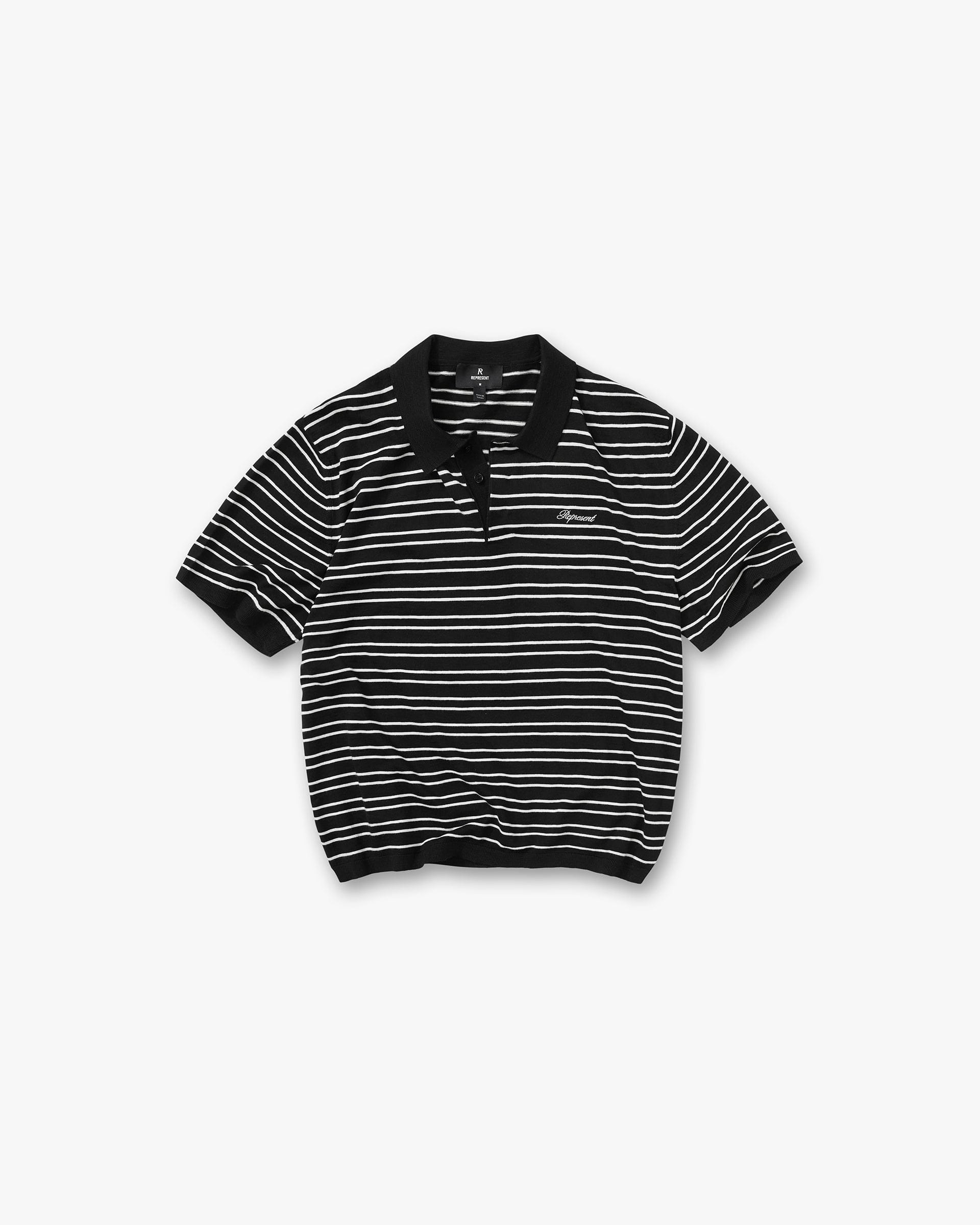 SC26 California Striped Knitted Polo - Jet Black