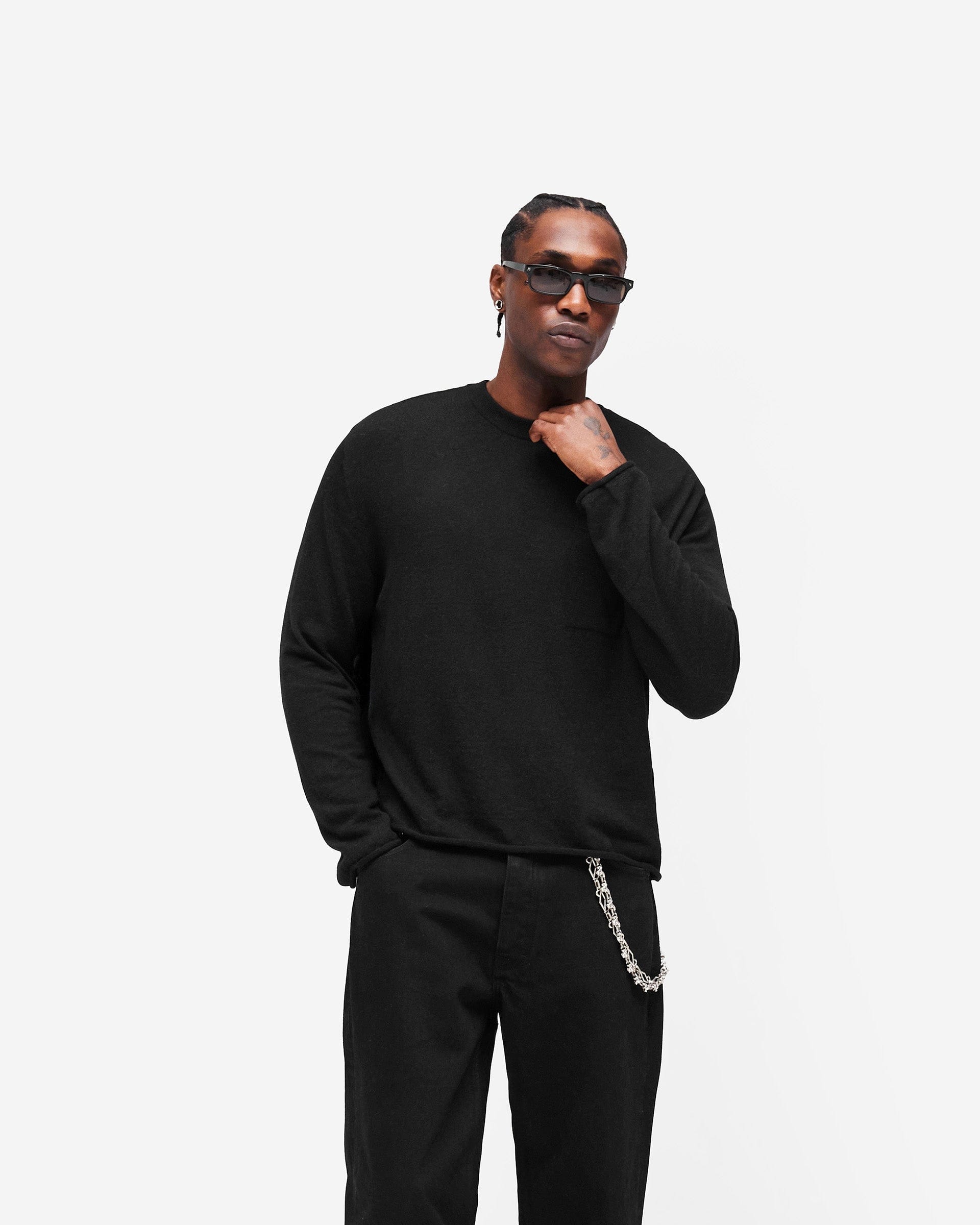 Heaton GH Knitted Long Sleeve Top - Jet Black