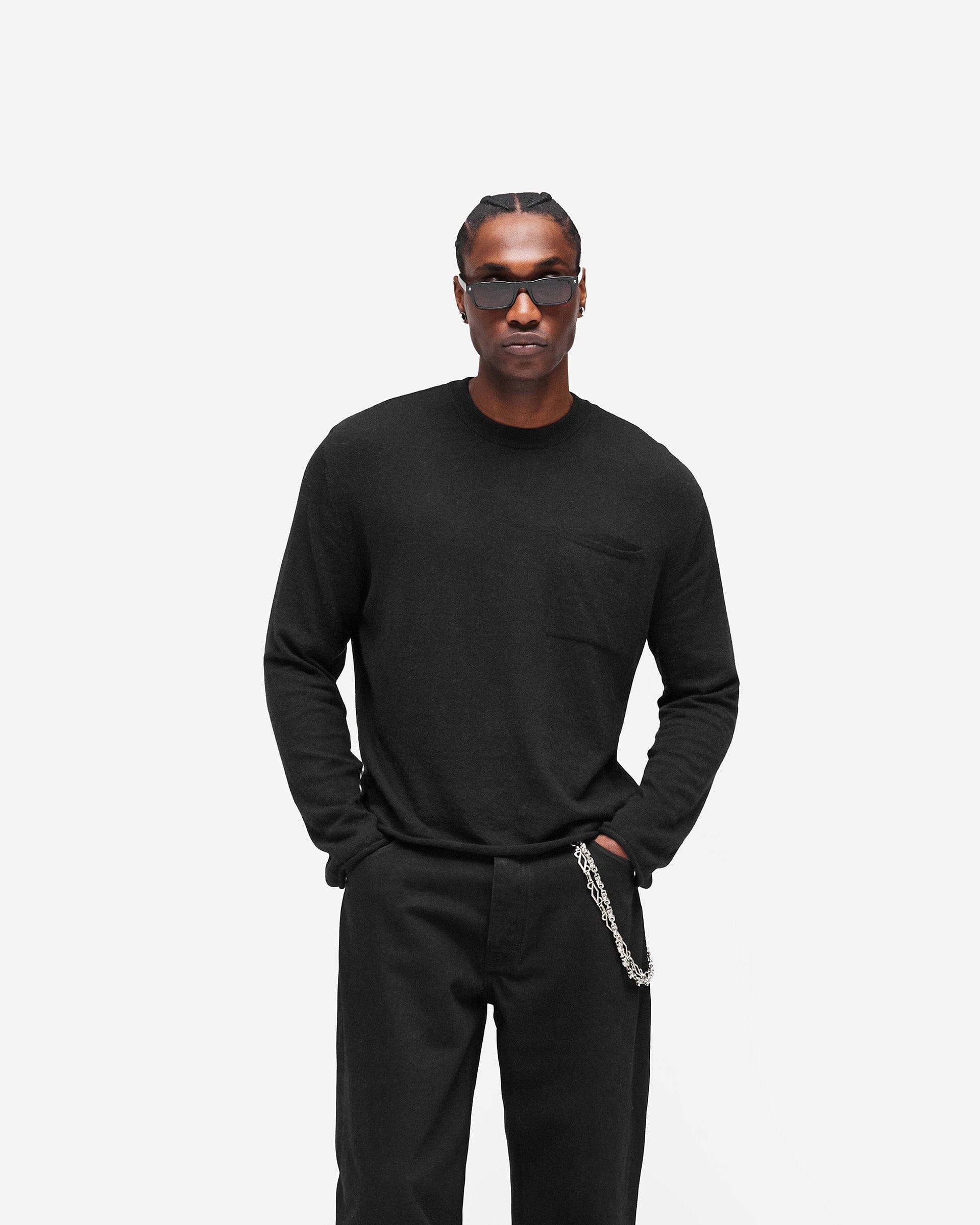 Heaton GH Knitted Long Sleeve Top - Jet Black