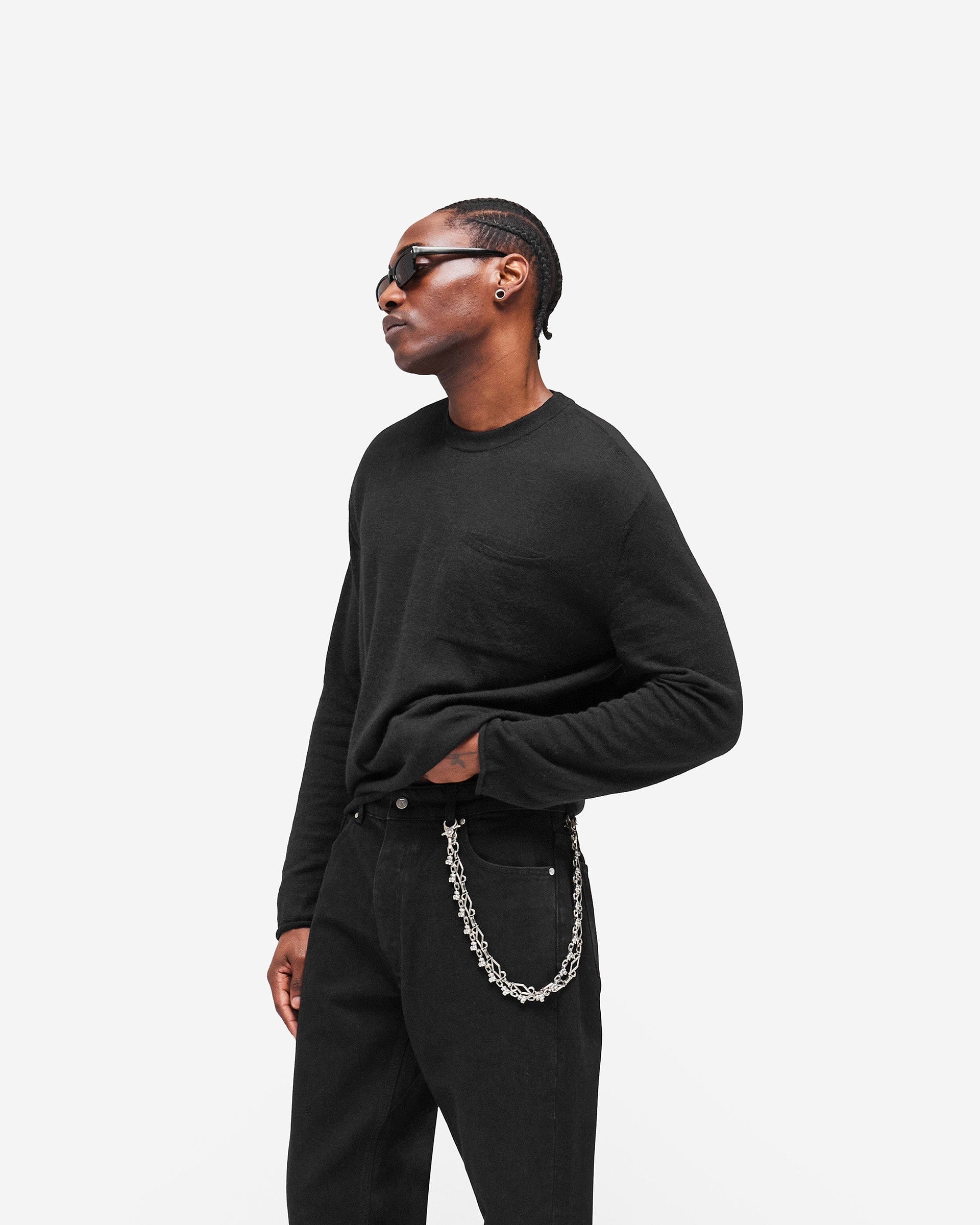 Heaton GH Knitted Long Sleeve Top - Jet Black