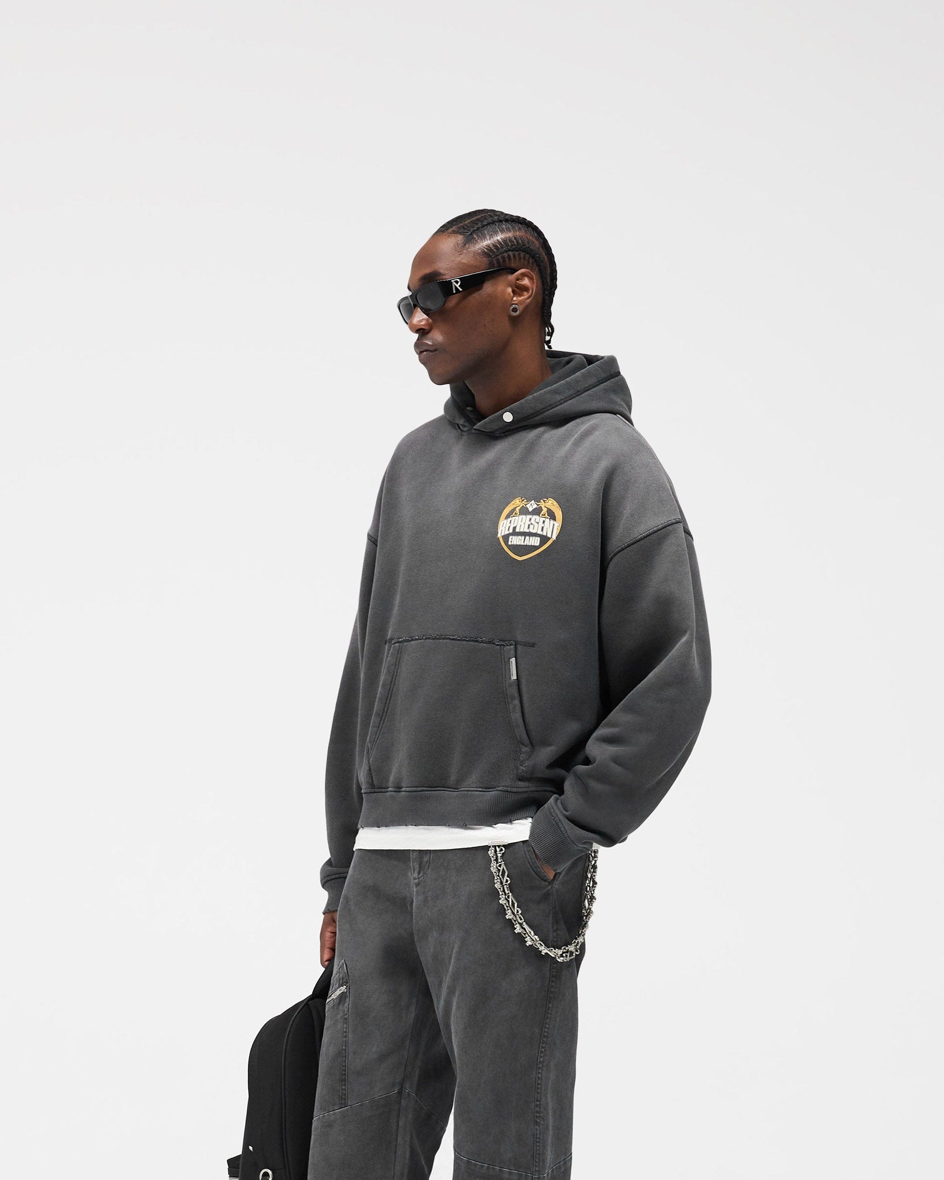 FW25 Represent Angel Border Hoodie - Stained Black