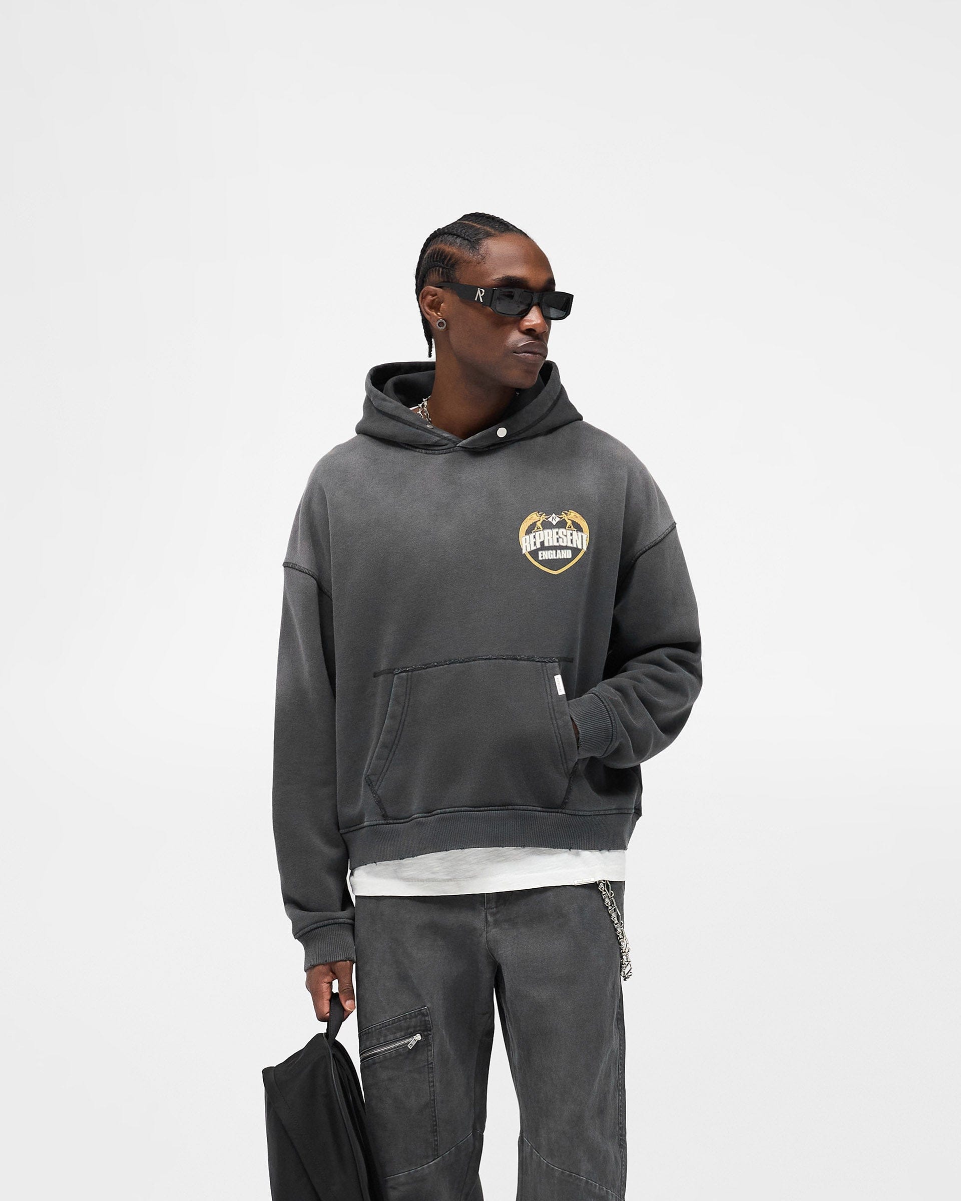 FW25 Represent Angel Border Hoodie - Stained Black