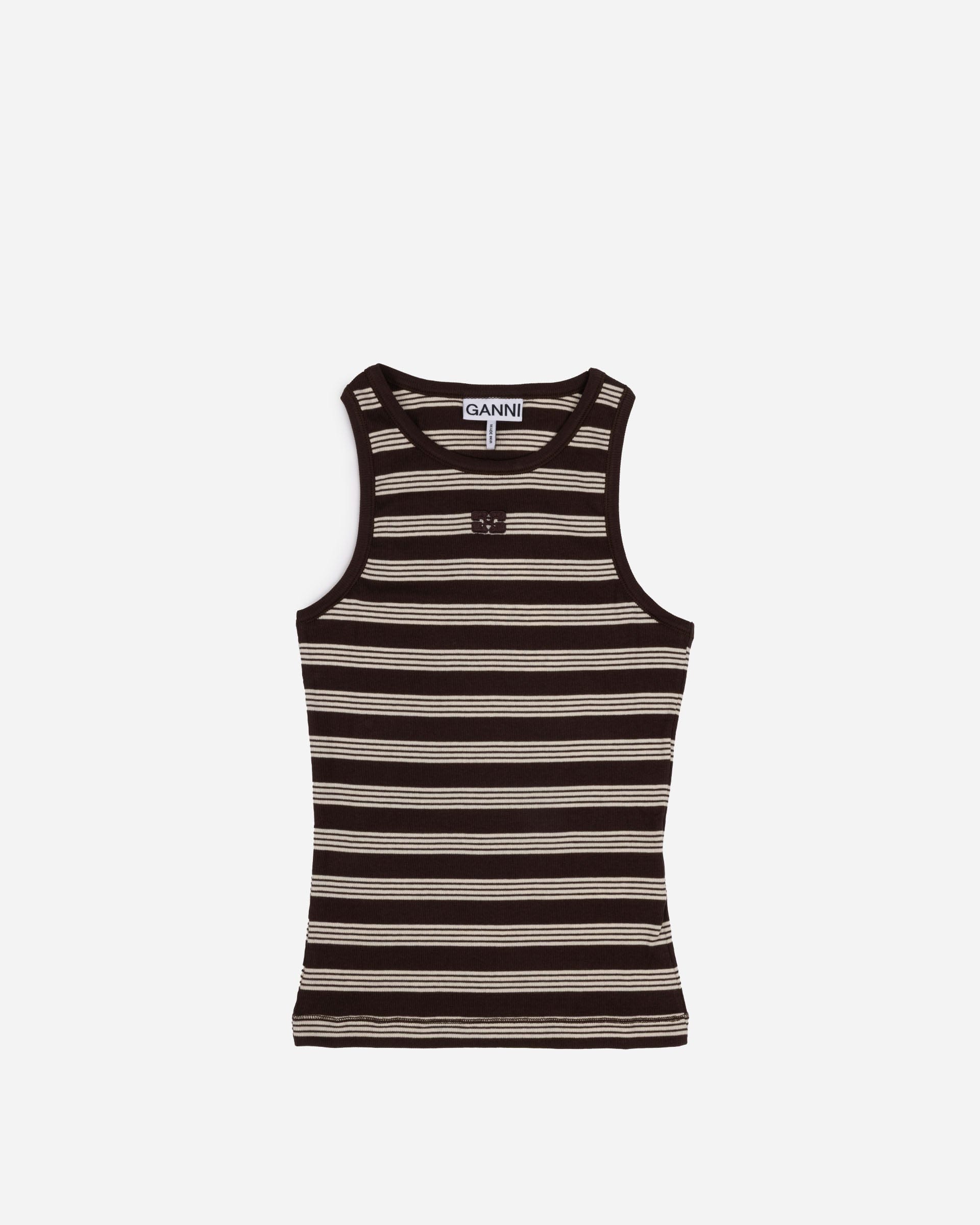 GANNI A/S Soft Cotton Rib Tank Top Stripe