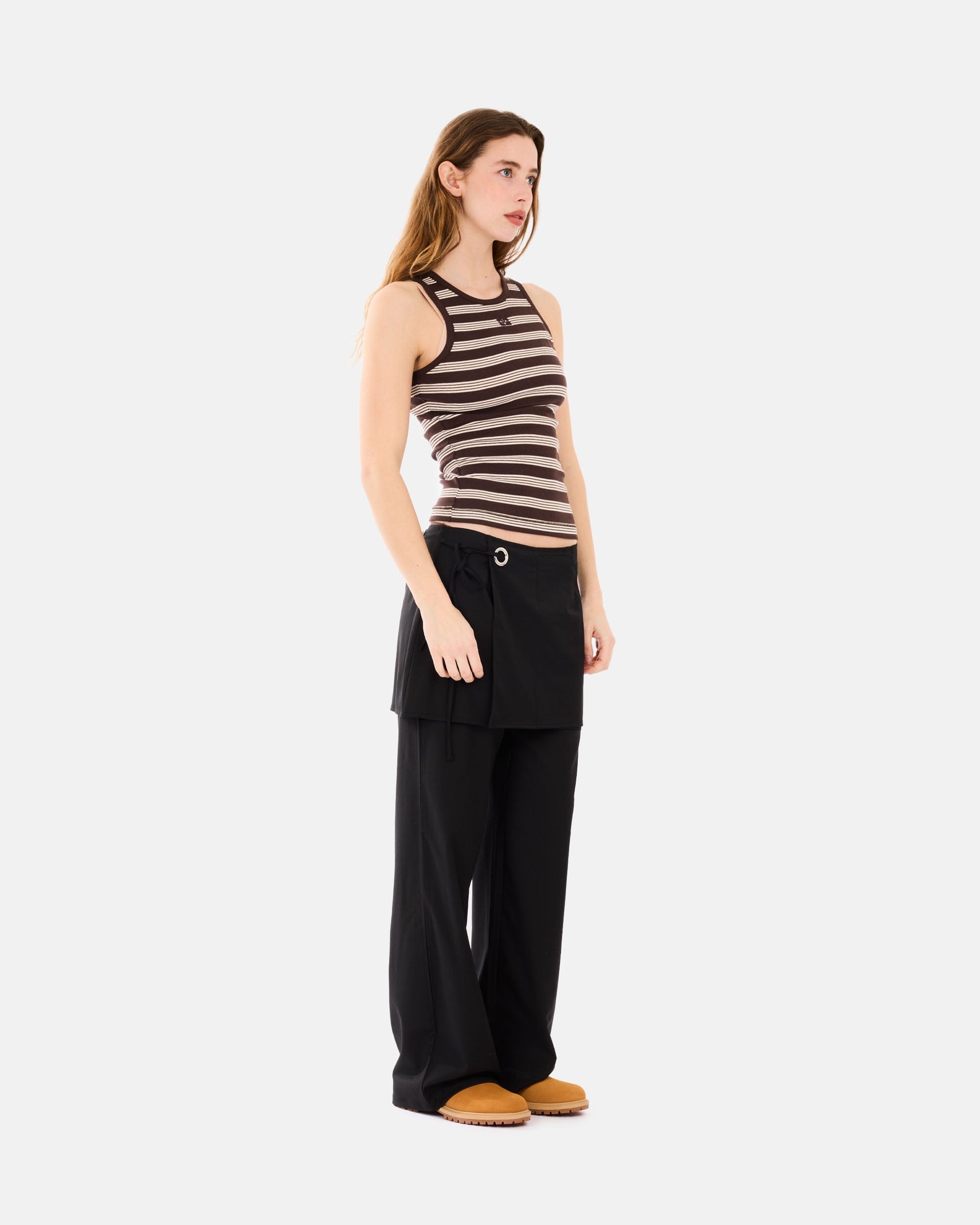 GANNI A/S Soft Cotton Rib Tank Top Stripe