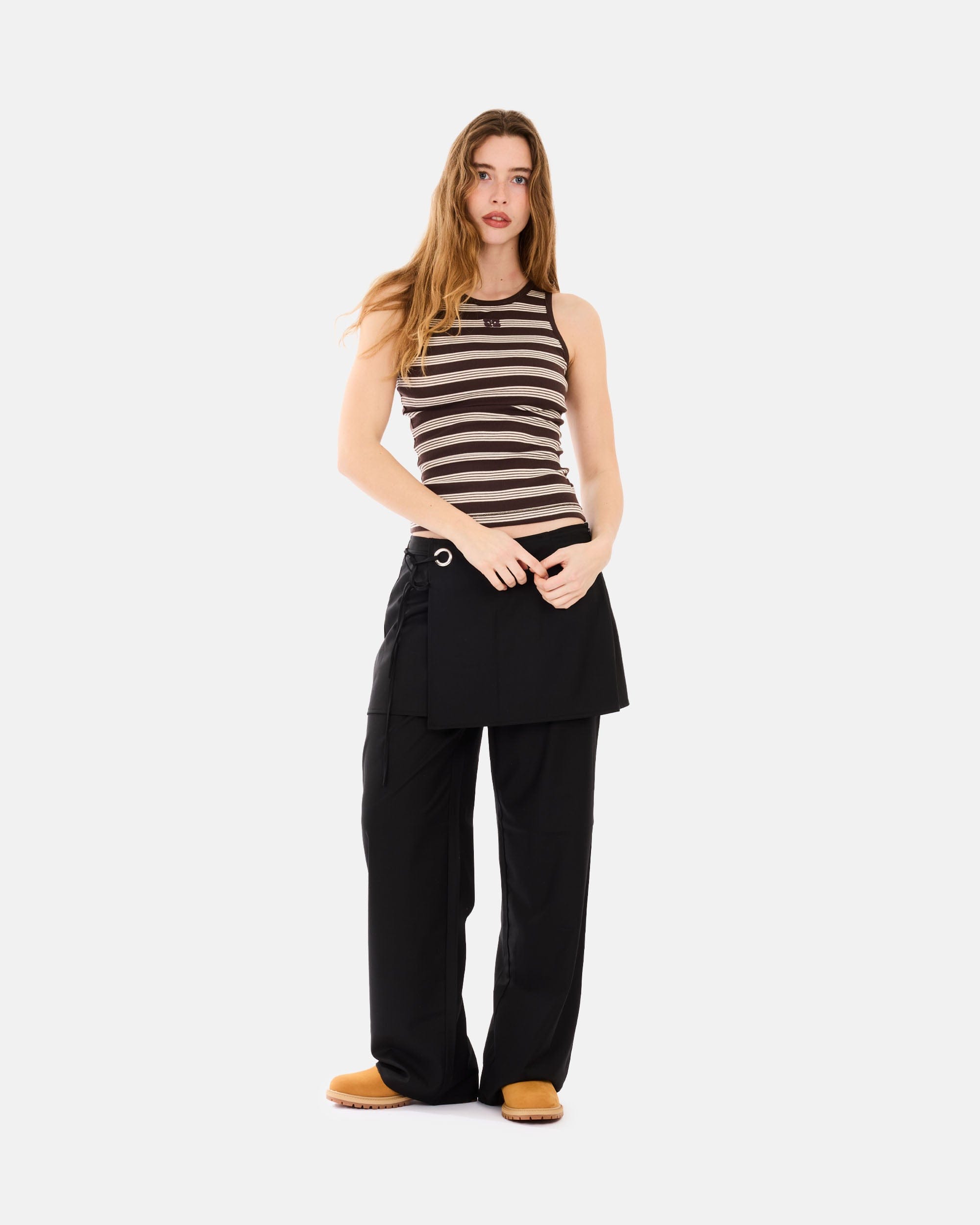 GANNI A/S Soft Cotton Rib Tank Top Stripe