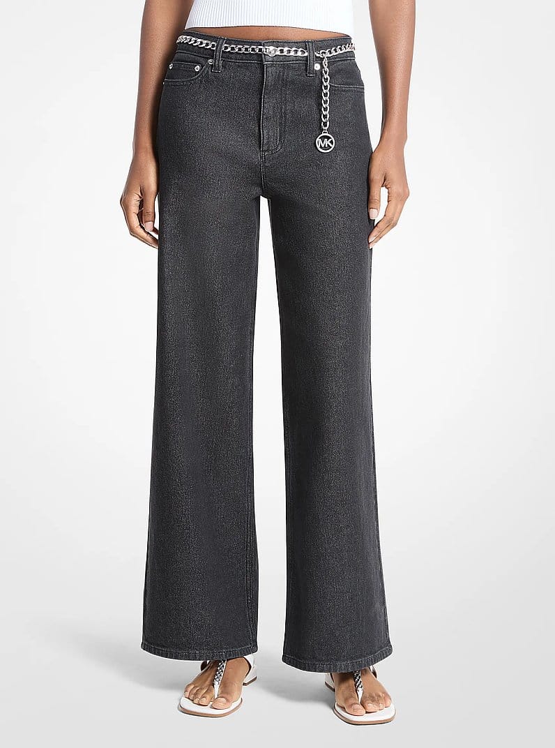 Stretch Denim Wide-Leg Jeans